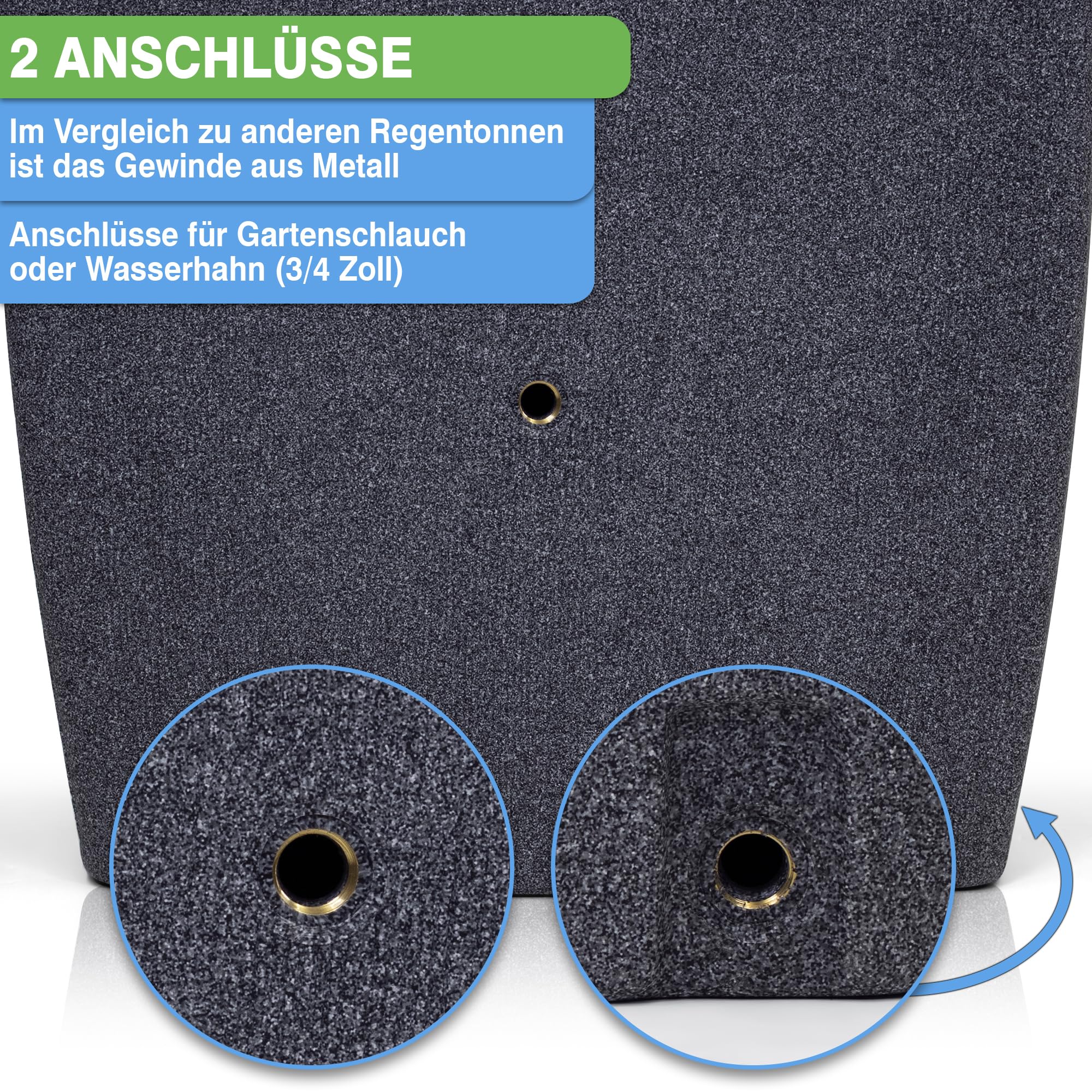 YourCasa Regentonne 270 Liter [QuadraFlow Rain] Eckig und Schmal - Metallgewinde und Deckel- Regenfass Frostsicher aus Kunststoff - Regenwassertonne - Regenwassertank Garten Wassertank Regensammler