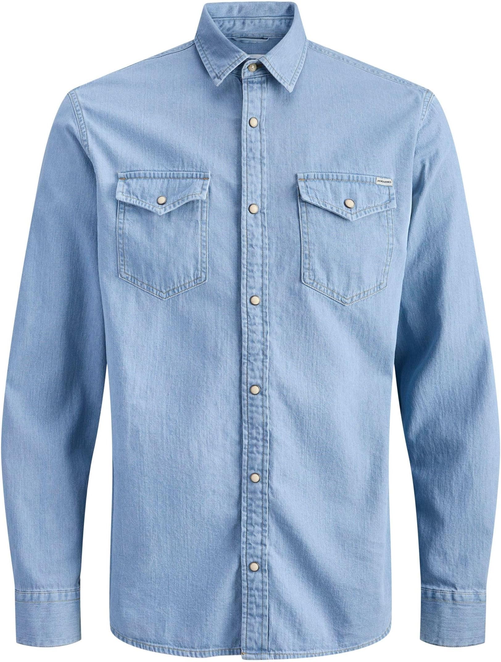 Mens Long Sleeve Denim Shirt Top