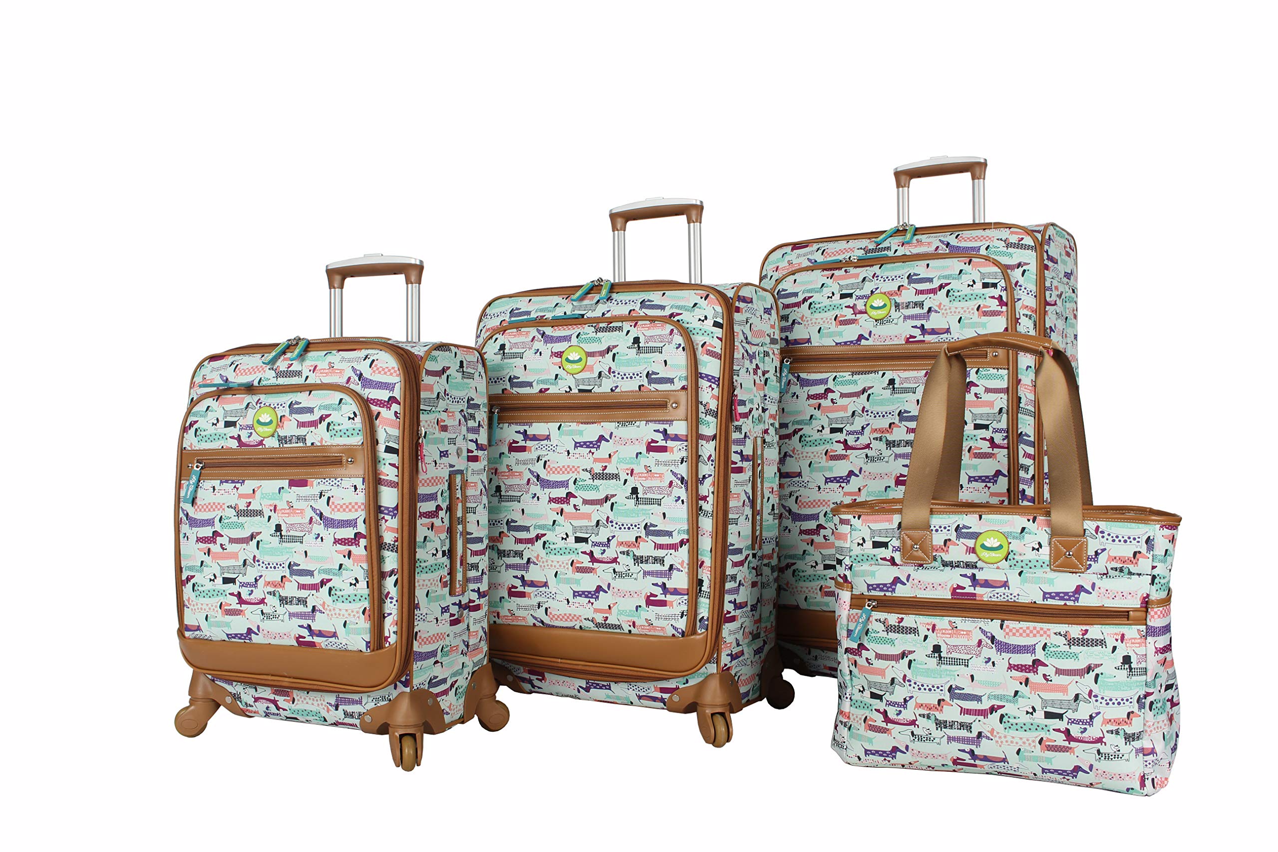 Lily Bloom Luggage Set 4 Piece Suitcase Collection With Spinner Wheels For Woman (Totally Paw Some)