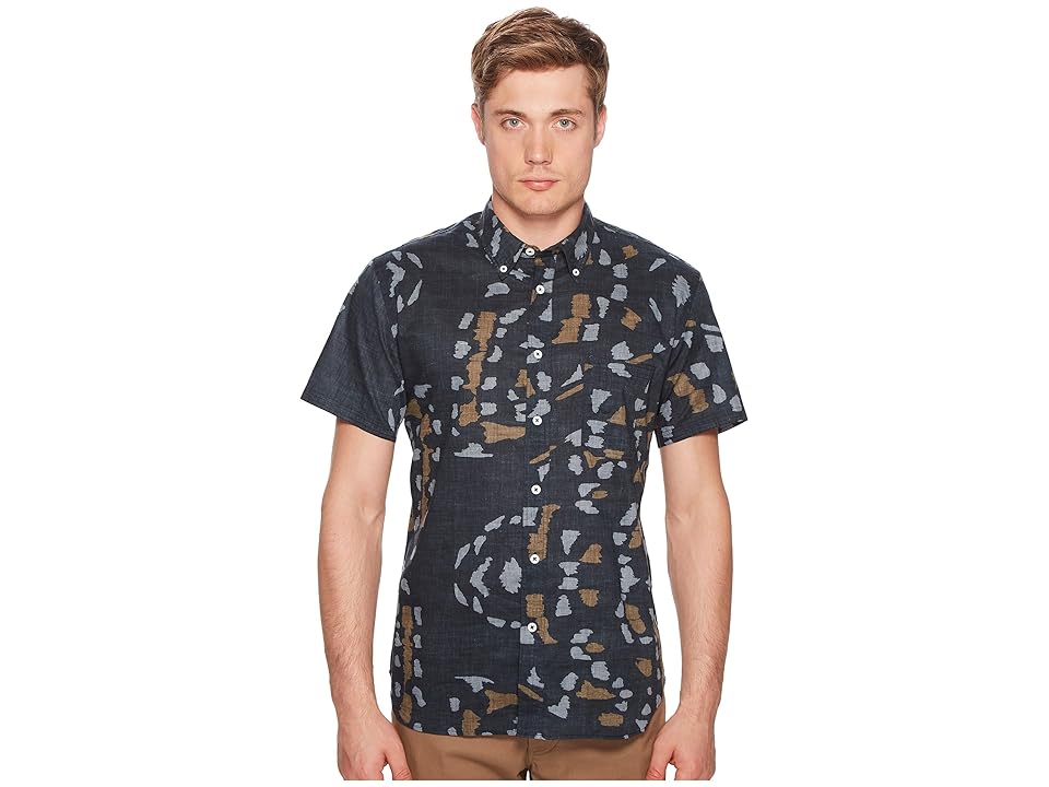 

Billy Reid Short Sleeve Tuscumbia Print Shirt (Navy) Men's Clothing
