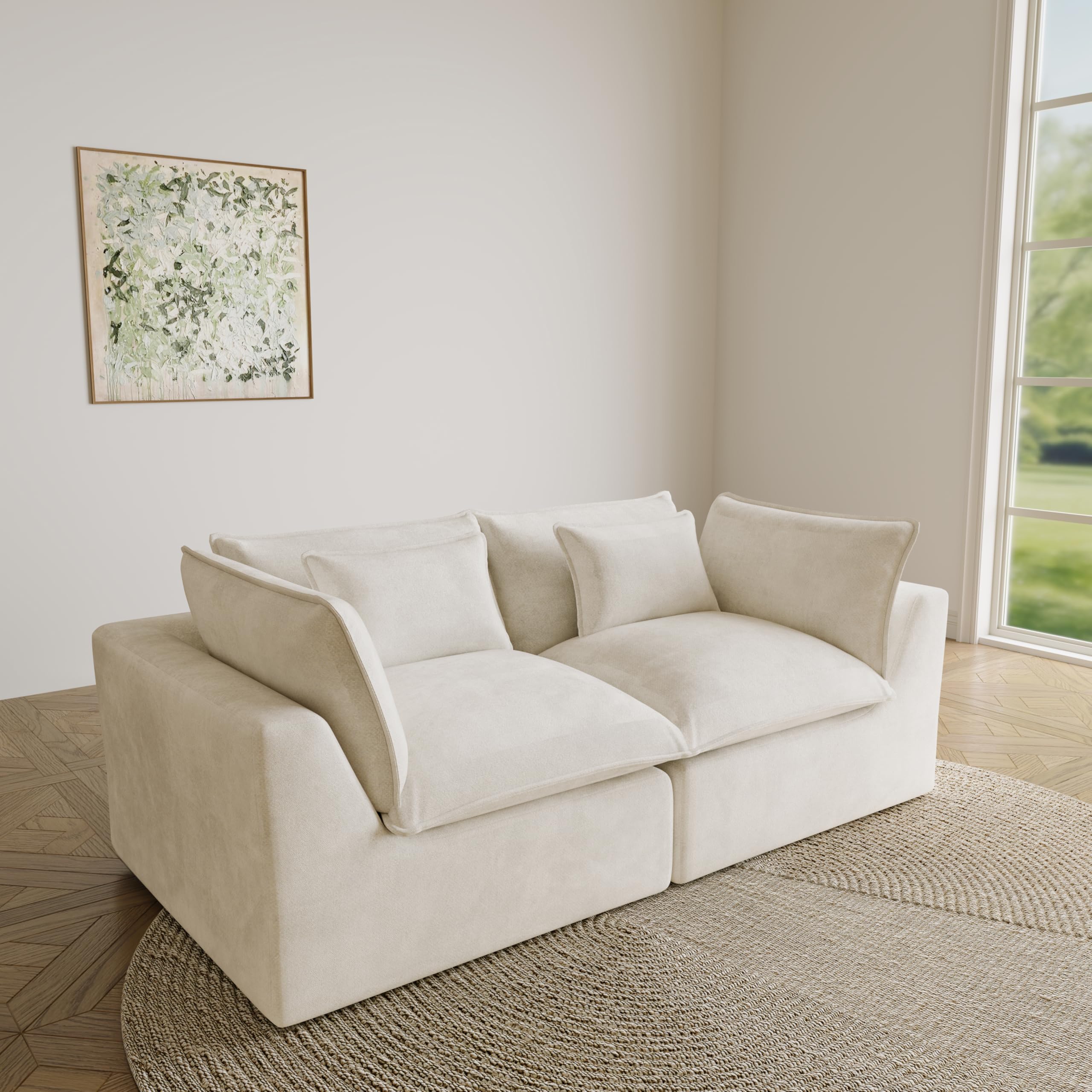 Boneless Loveseat Couch Sectional Cloud Couch Oversized Modular Sectional Sofa Modern Cloud Sofa Couches with Pillow for Living Room Bedroom