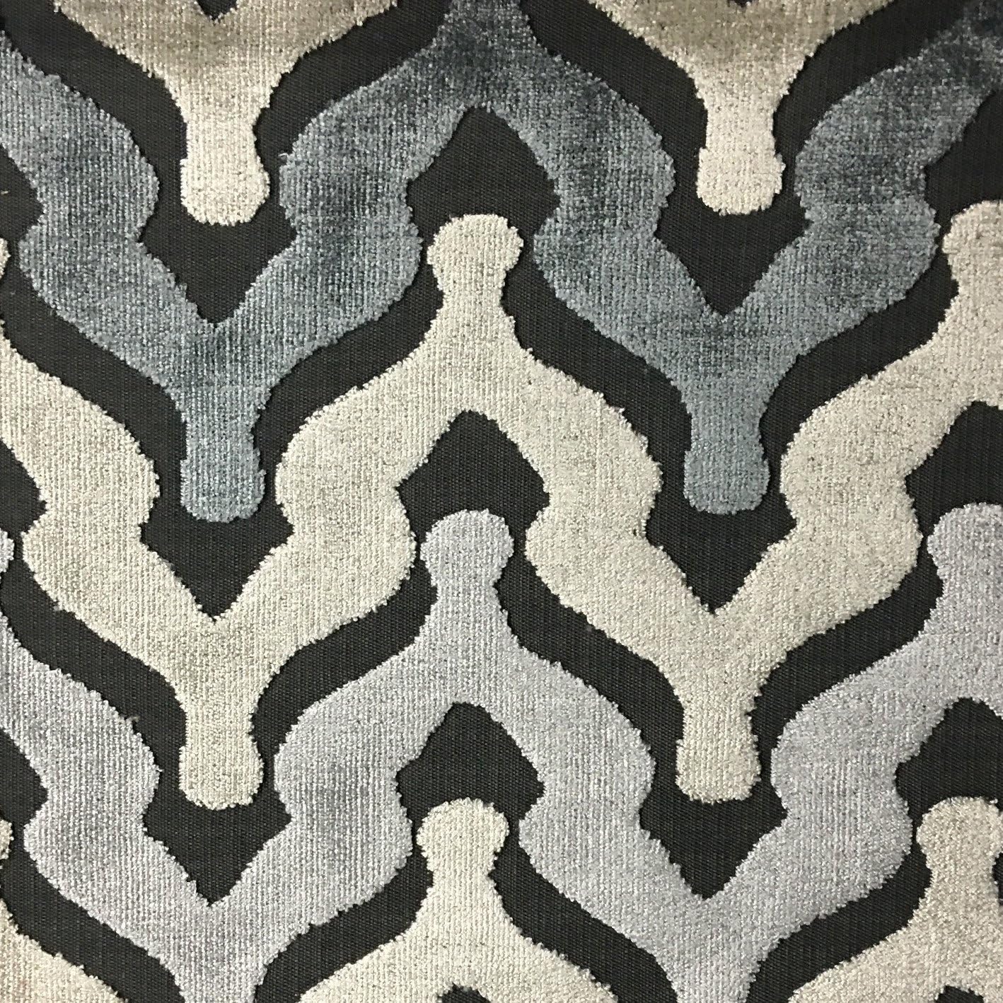 Leicester - Bold Chevron Cut Velvet Upholstery Fabric by The Yard