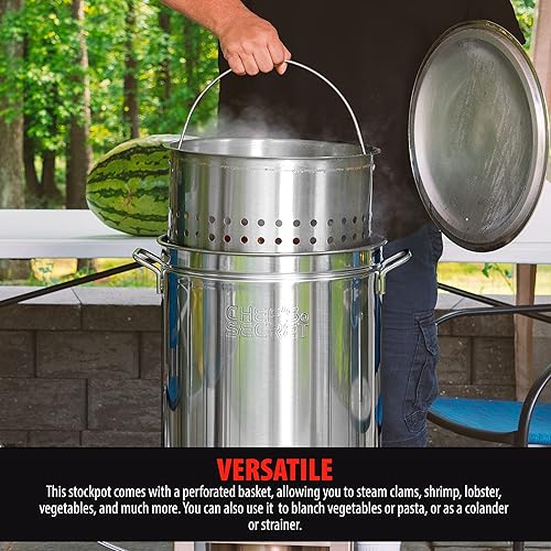 Miniatura 8 de Chef's Secret 44 Quart Stainless Steel Stockpot wBasket Perfect for Soups, Boils, Stews and Tamales