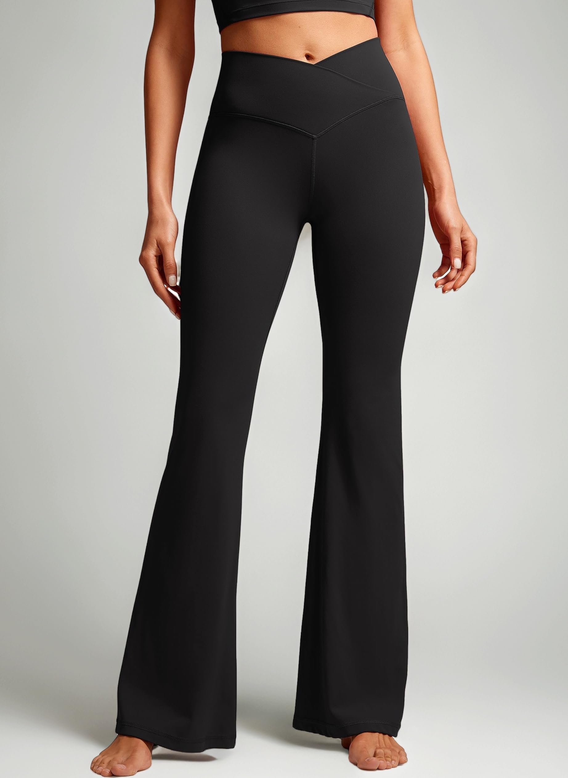 CRZ YOGA Womens Butterluxe Crossover Flared Leggings - 29''/31''/33'' High Waist Bootleg Workout Leggings Stretch Bootcut Yoga Pants