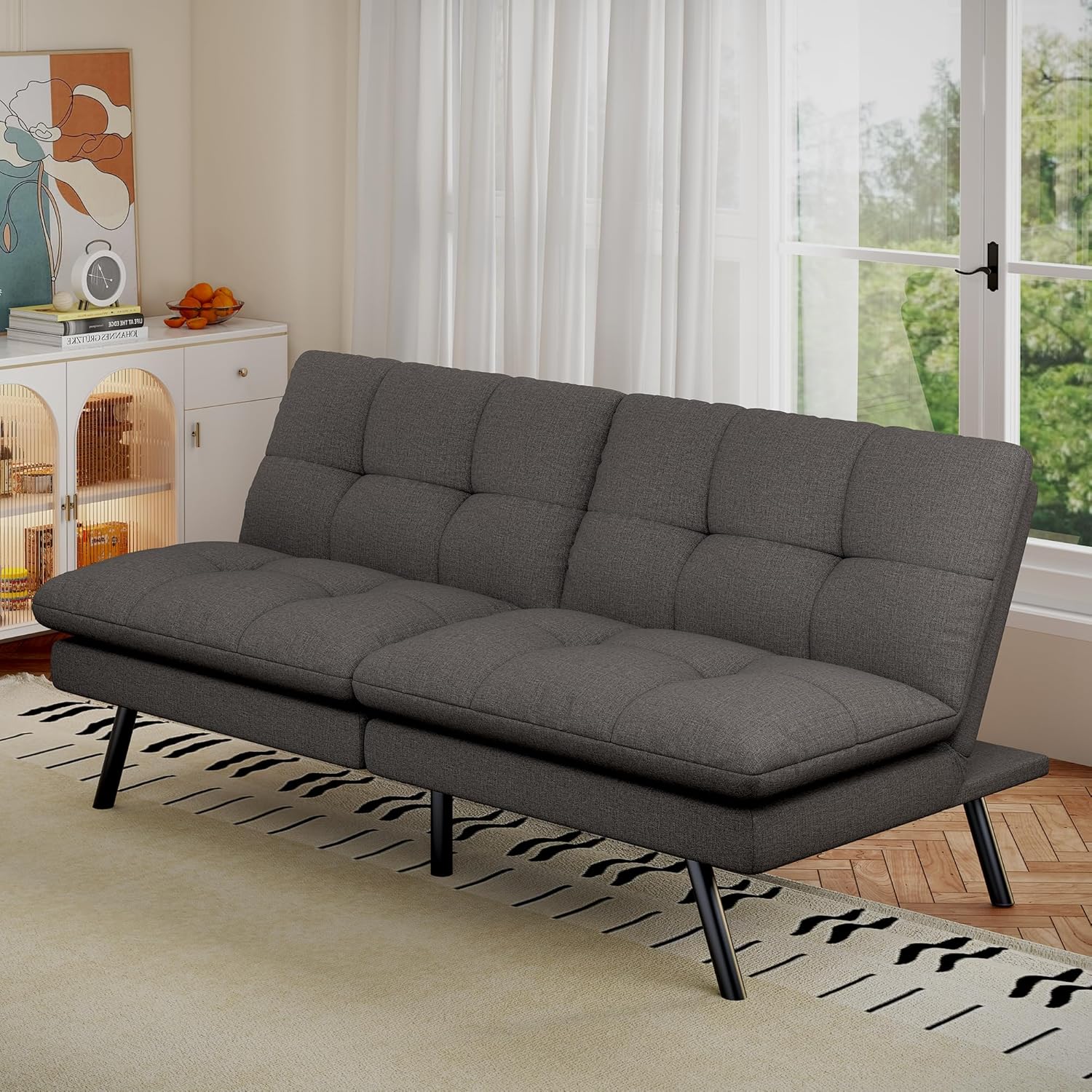 AMICLIBER Convertible Futon Sofa Bed,Linen Fabric Futon
