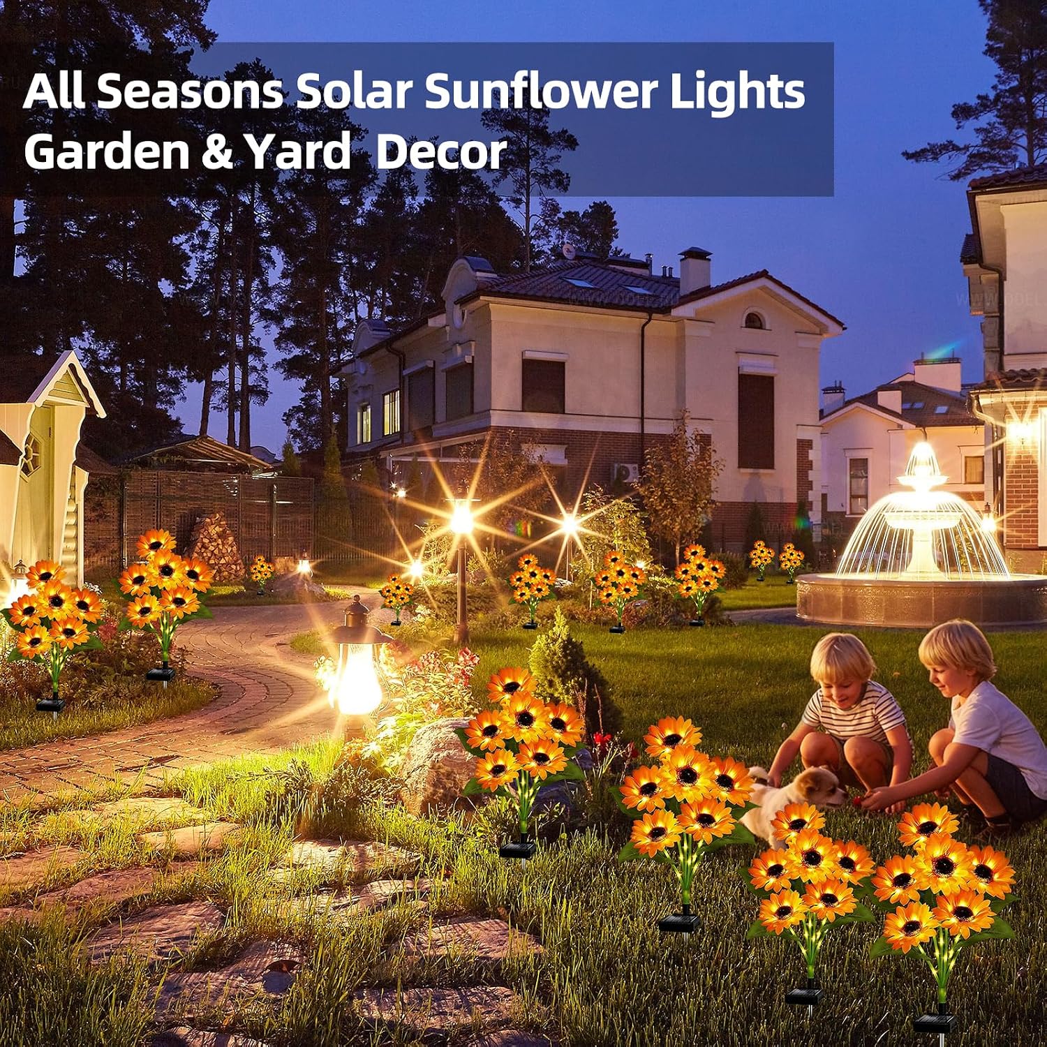 Solar Sunflower Lights Outdoor Waterproof Garden Yard Decor, 2 Pack with 12 Sunflowers Lights, Flowers Decorations Christmas Birthday Gifts for Mother's Day Mom Women Grandma