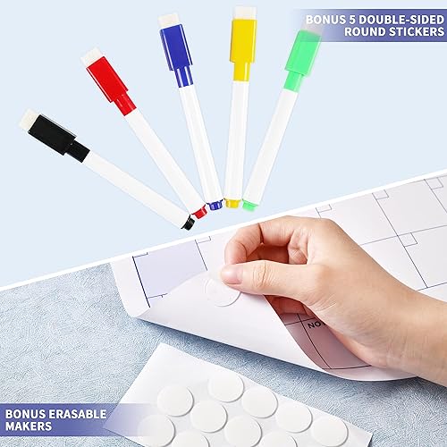 Miniatura 9 de Calendario grande de borrado en seco, calendario anual de pared, 57.9 x 37 pulgadas, calendario sin fecha de 12 meses, reutilizable laminado con 15