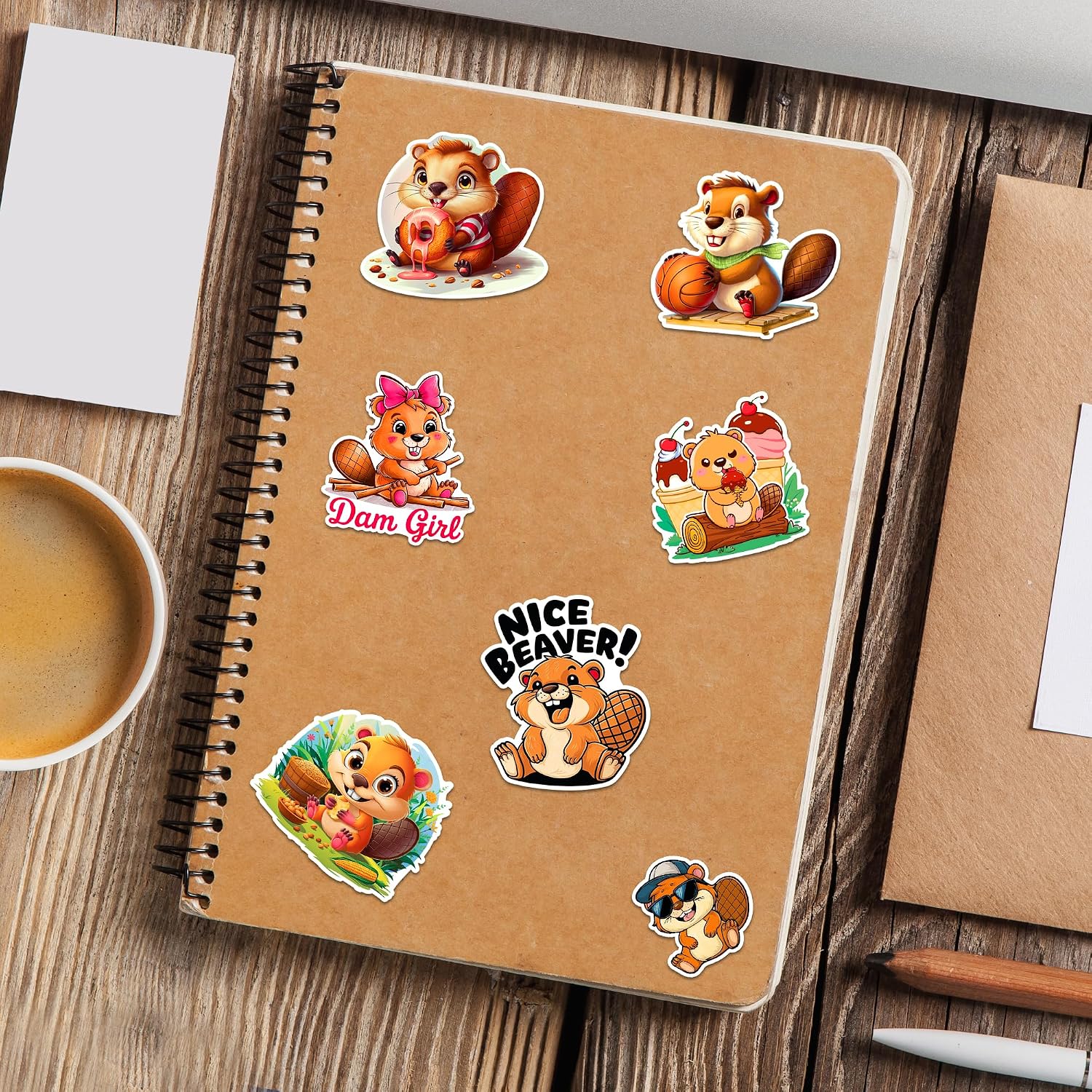 Beaver Stickers 50 Pieces Vinyl Waterproof Decal for Laptop Water Bottle Phone Car Window Bike Motorcycle Stakeboard Scrapbook Beavers Sticker Gifts for Kid Teen Adult