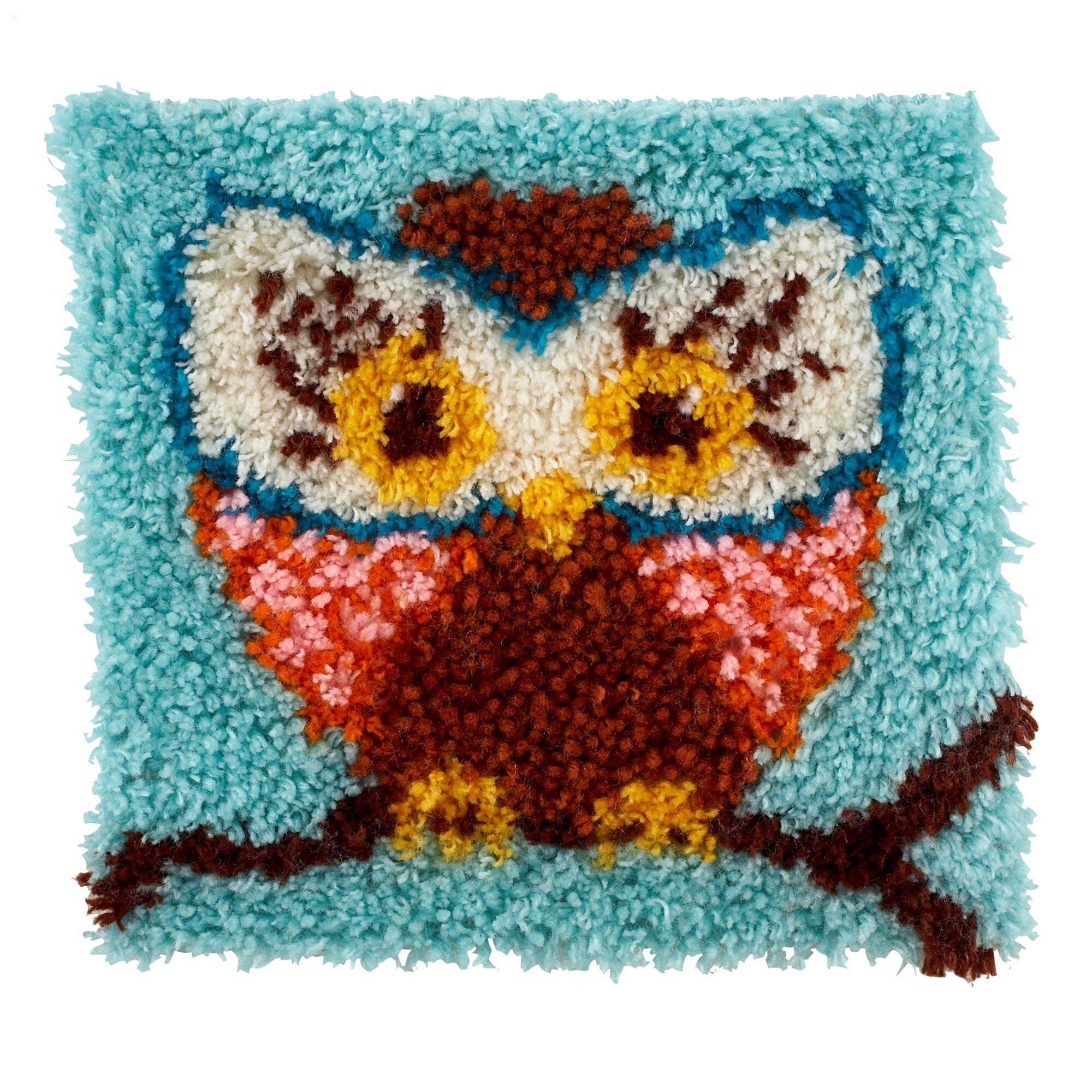 Hilo Wonderart Hoot Hoot kit de alfombra de gancho con patrón de búho para manualidades en casa