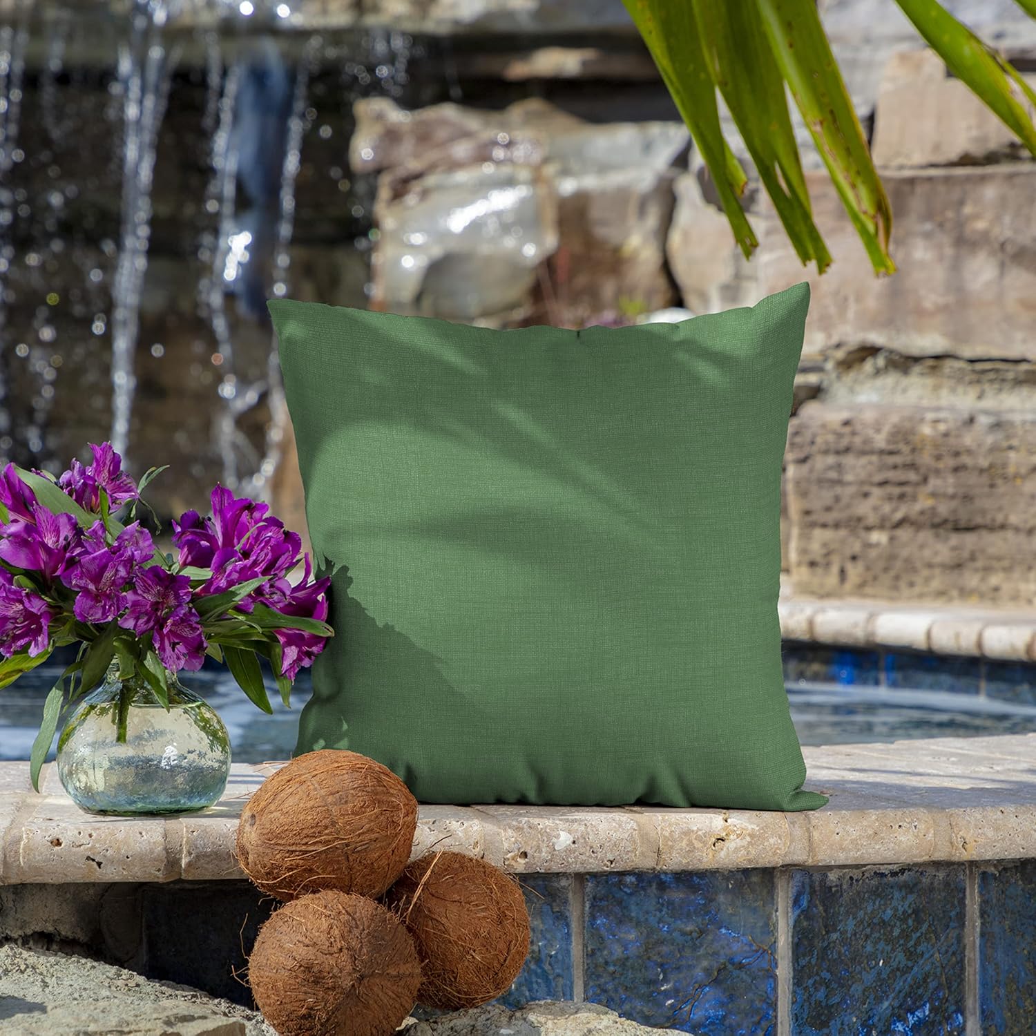 Arden Outdoor Toss Pillow, 2 Pack, 16 x 16, Rain-Proof, Fade Resistant Bright Moss Green Leala