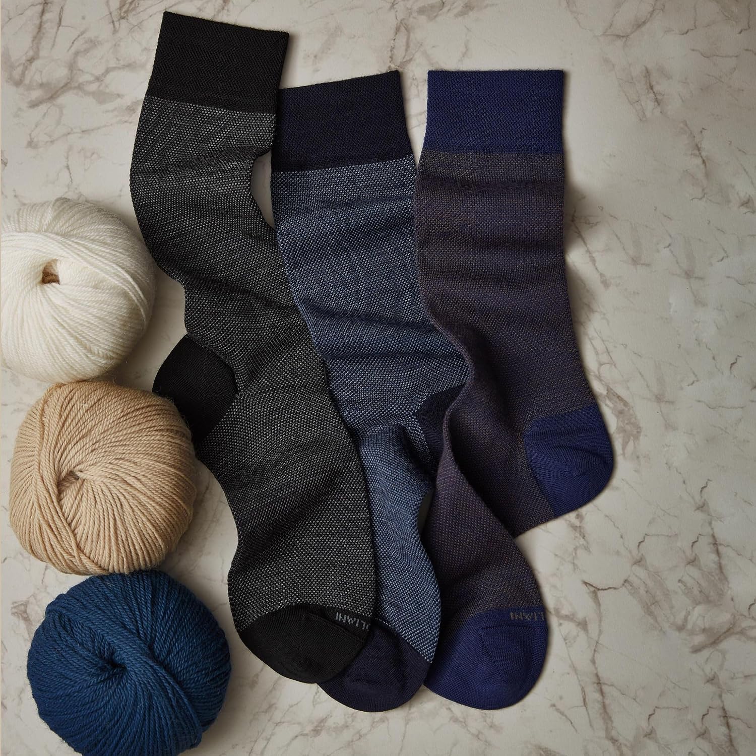 Marcoliani Milano Made in Italy - Mens Dress Socks | Essence of Extrafine Merino Wool - Birdseye Elegance
