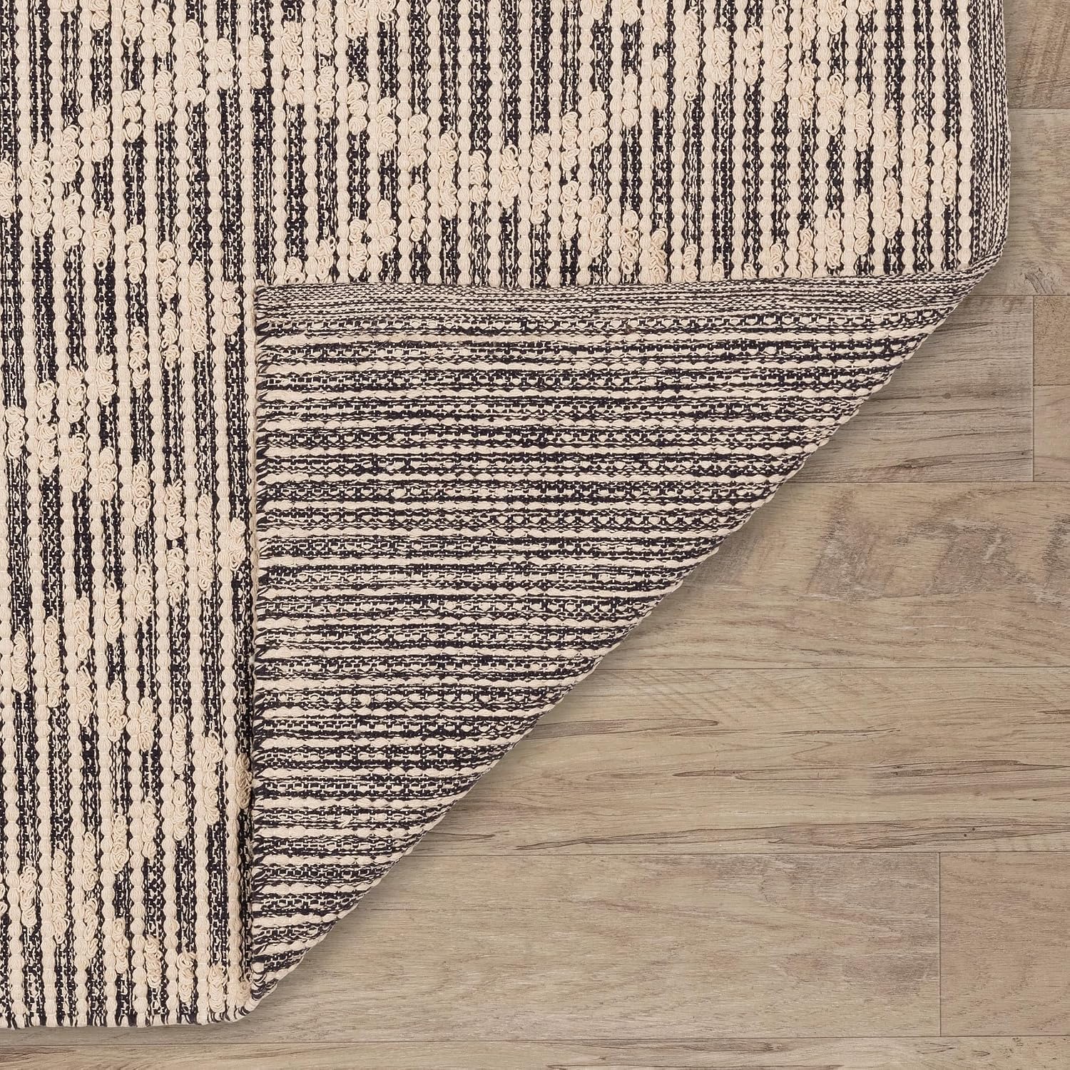 Home Conservatory Textured Diamond Blue/Ivory Handwoven Cotton 4 X 6 Feet, Blue/Ivory Geometric Pattern
