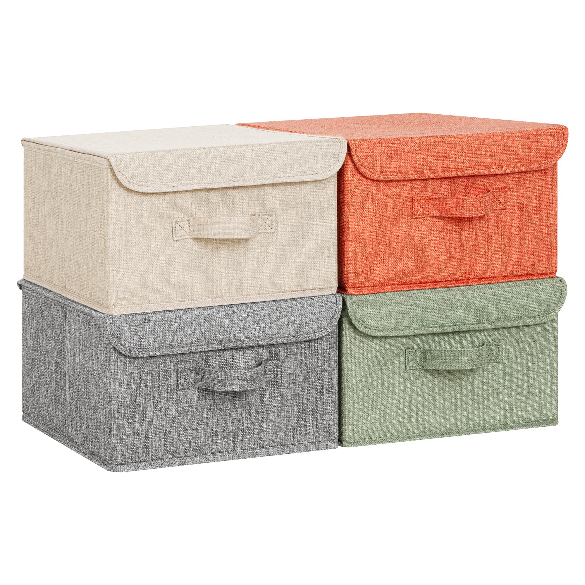 GRANNY SAYS Decorative Storage Boxes with Lids, Pack of 4 Fabric Storage Boxes for Shelves, Foldable Closet Organisers and Baskets Organisation, Clothes Box for Organising Bedroom, Colorful