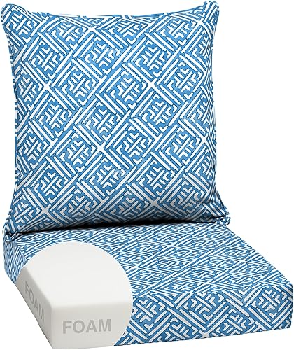 Arden - Juego de cojines de espuma para asientos profundos para exteriores, 24 x 24 pulgadas, resistentes a la intemperie, a prueba de lluvia y a la