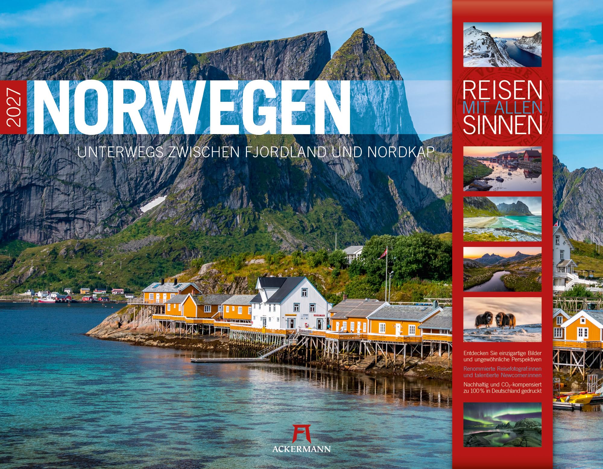 Norwegen Kalender 2027 | Unterwegs zwischen Fjordland und Nordkap | Imposanter Reise-Kalender im großen Querformat (54x42 cm) | Skandinavien