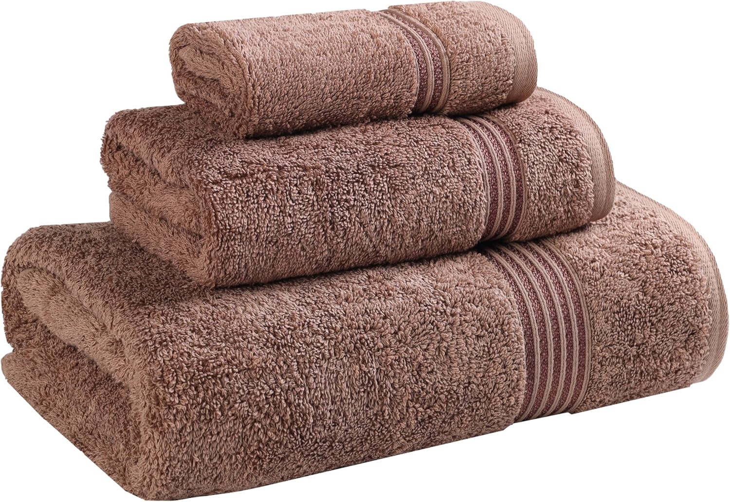 Superior Heritage Egyptian Cotton 3 Piece Towel Set, Assorted Absorbent Towels for Bathroom, Guest Bath, Luxury Home Decor Essentials, Includes 1 Bath, 1 Hand, 1 Face Towel/Washcloth, Mocha - Image 2