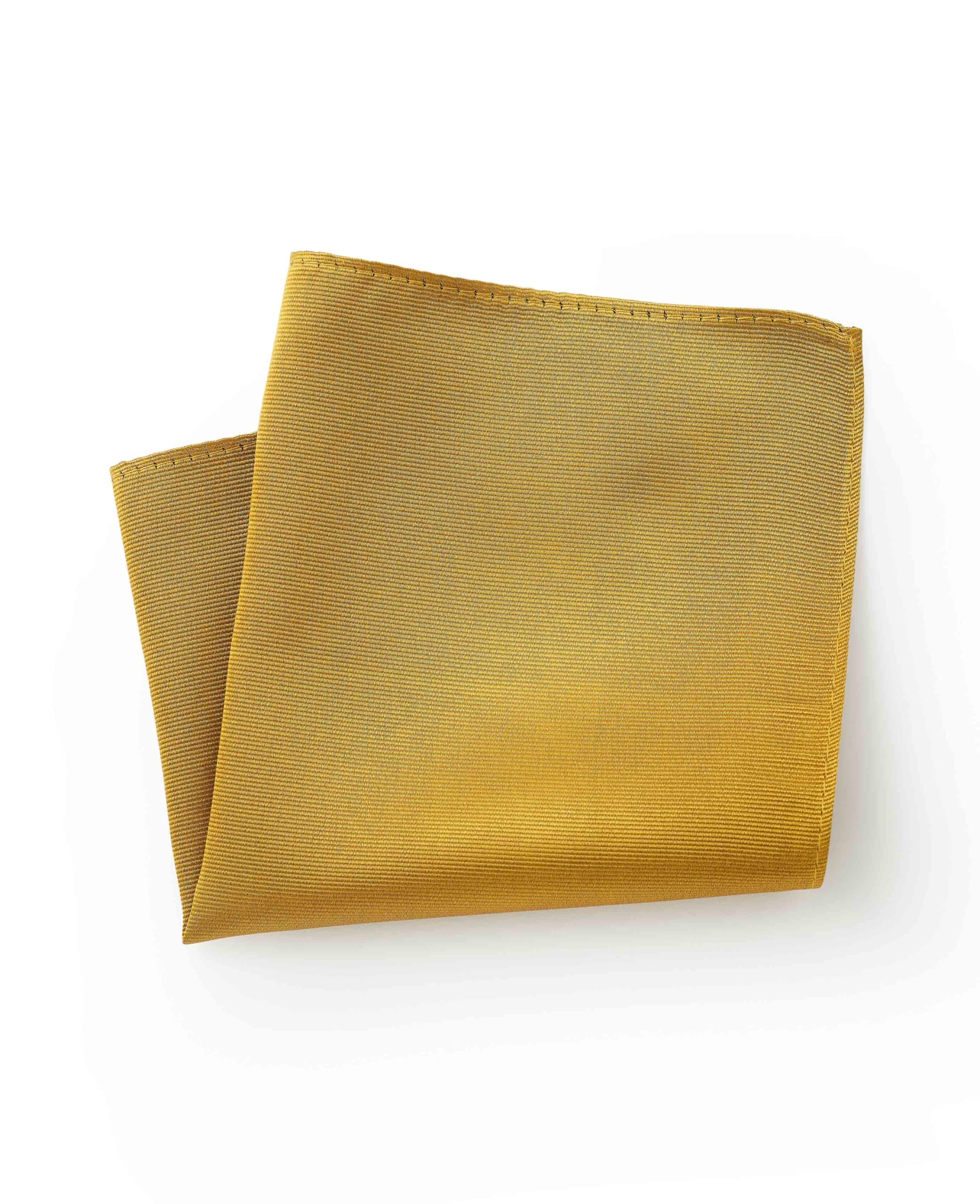 The Savile Row Company London Men's Gold Twill Weave Silk Pocket Square Handkerchief - Gold Twill