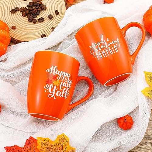 Miniatura 5 de Funtery 2 tazas de café de Acción de Gracias, tazas de otoño, calabazas, tazas de café Happy Fall Y'all, taza de café de calabaza de buenos días,