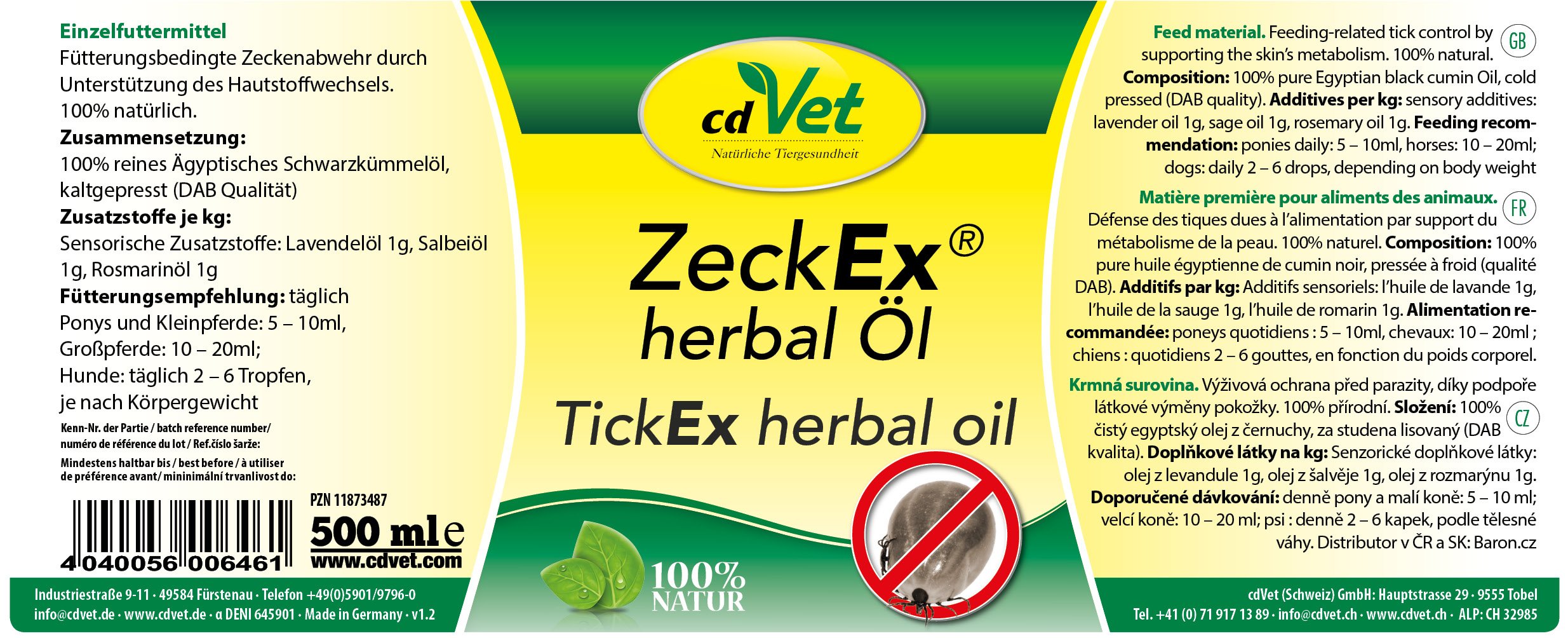 cdVet Naturprodukte ZeckEx herbal Öl 500ml
