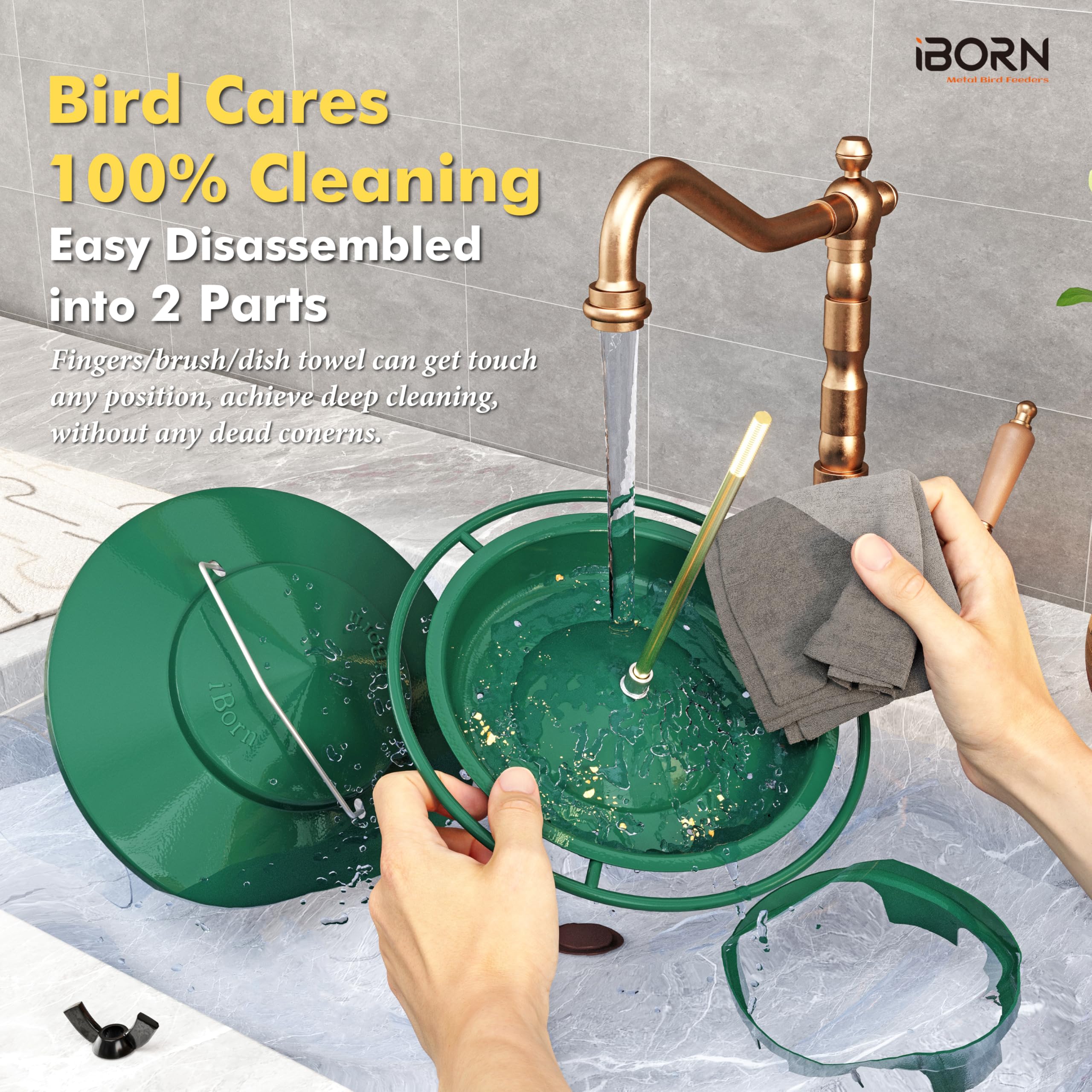 Mangiatoia Per Uccelli Selvatici In Metallo - Supporto Per Palline Di Grasso Con Finitura Verde - Attira Uccelli In Giardino - Foto 2