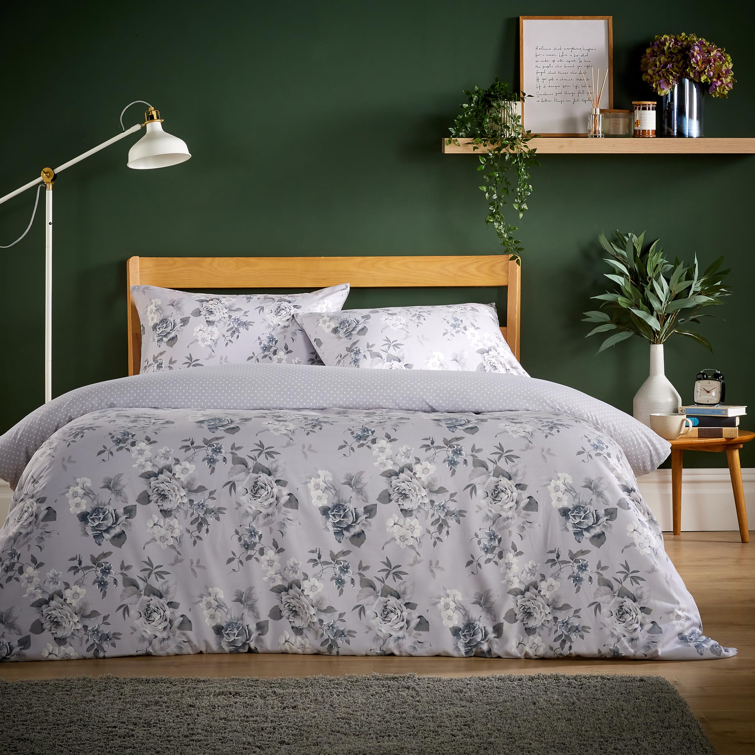 Olivia Rocco Appleby Grey Super Soft Flannel Duvet Cover Set Quilt Bedding Covers With Pillowcases Luxurious Colourful Checked Printed Design Reversible Pattern For Comfort Sleep (, Single)