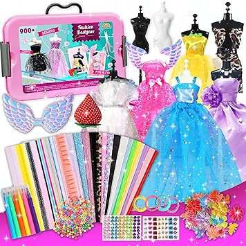 900+ Fashion Designer Kits for Girls with Mannequins-Kids Sewing Kits，Girls Fashion Design Gift，Arts and Crafts Kit，Girl Craft Activities Age 6 7 8 9 10 11 12