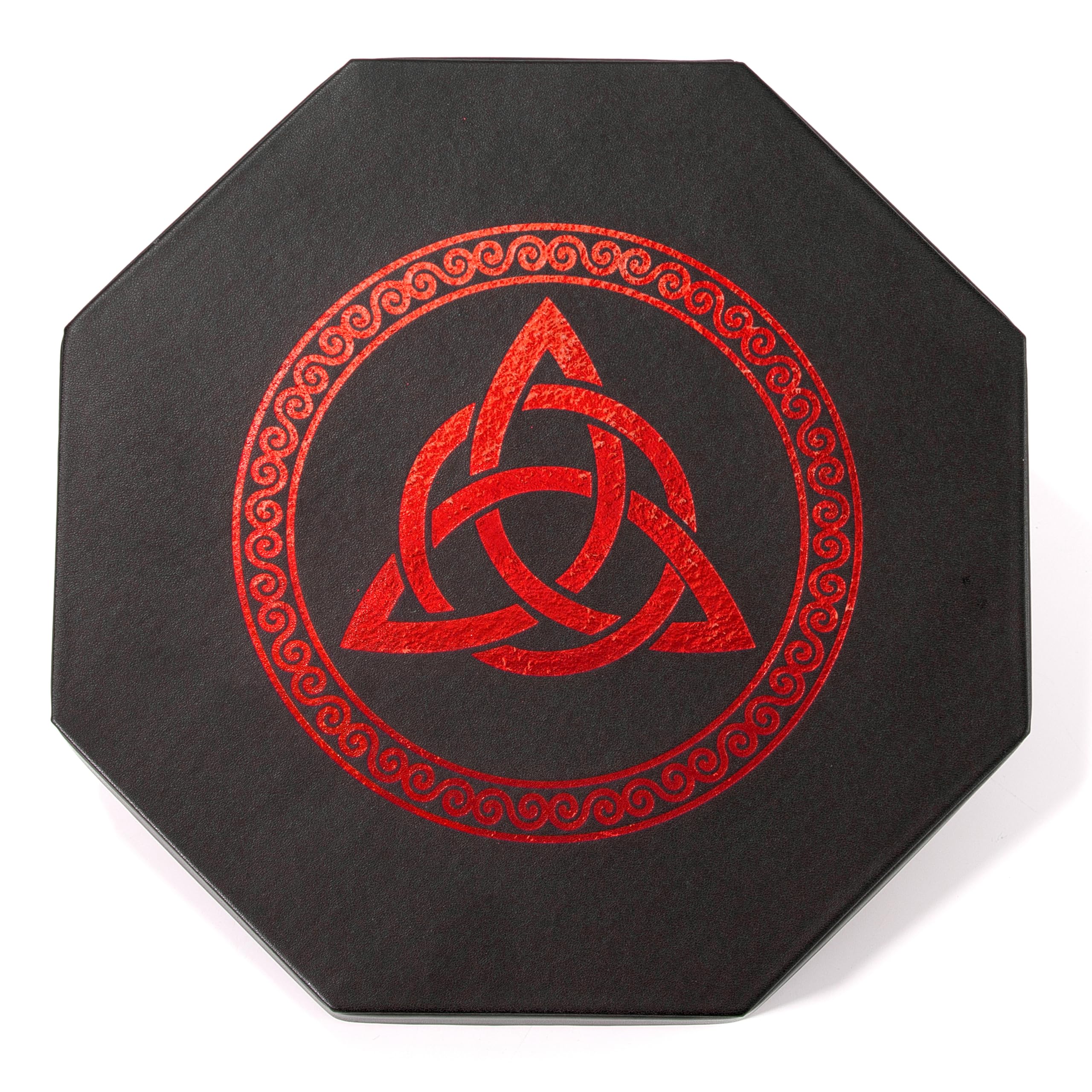 DND - Bandeja de dados de 8 pulgadas, diseño de mazmorras y dragones de alta calidad, diseño exquisitamente detallado de árbol del mundo rojo y triquetra, perfecto para enrollar y almacenar tus dados