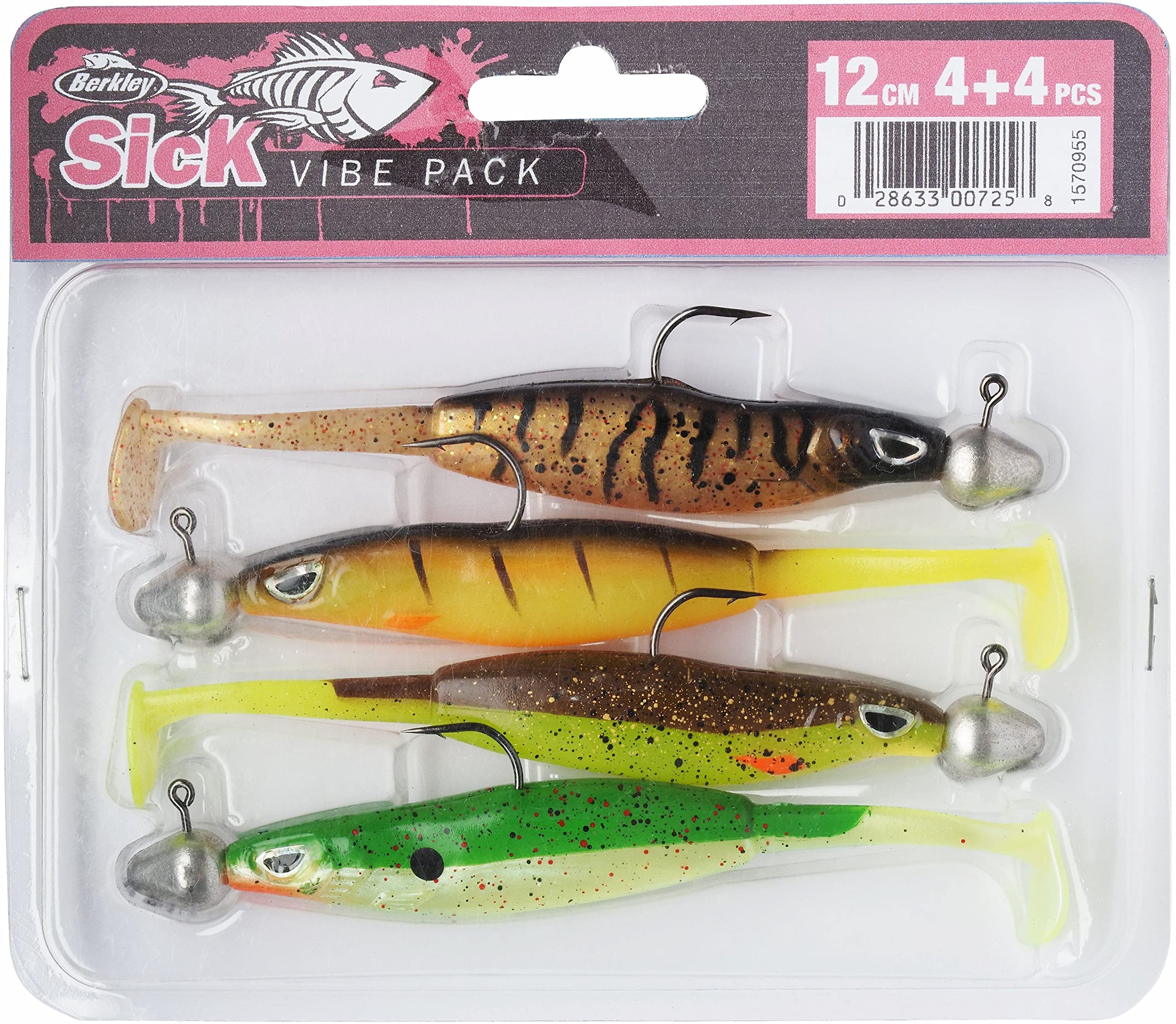Berkley Sick Vibe Lure Pack, Four Pack of Super Effective Soft