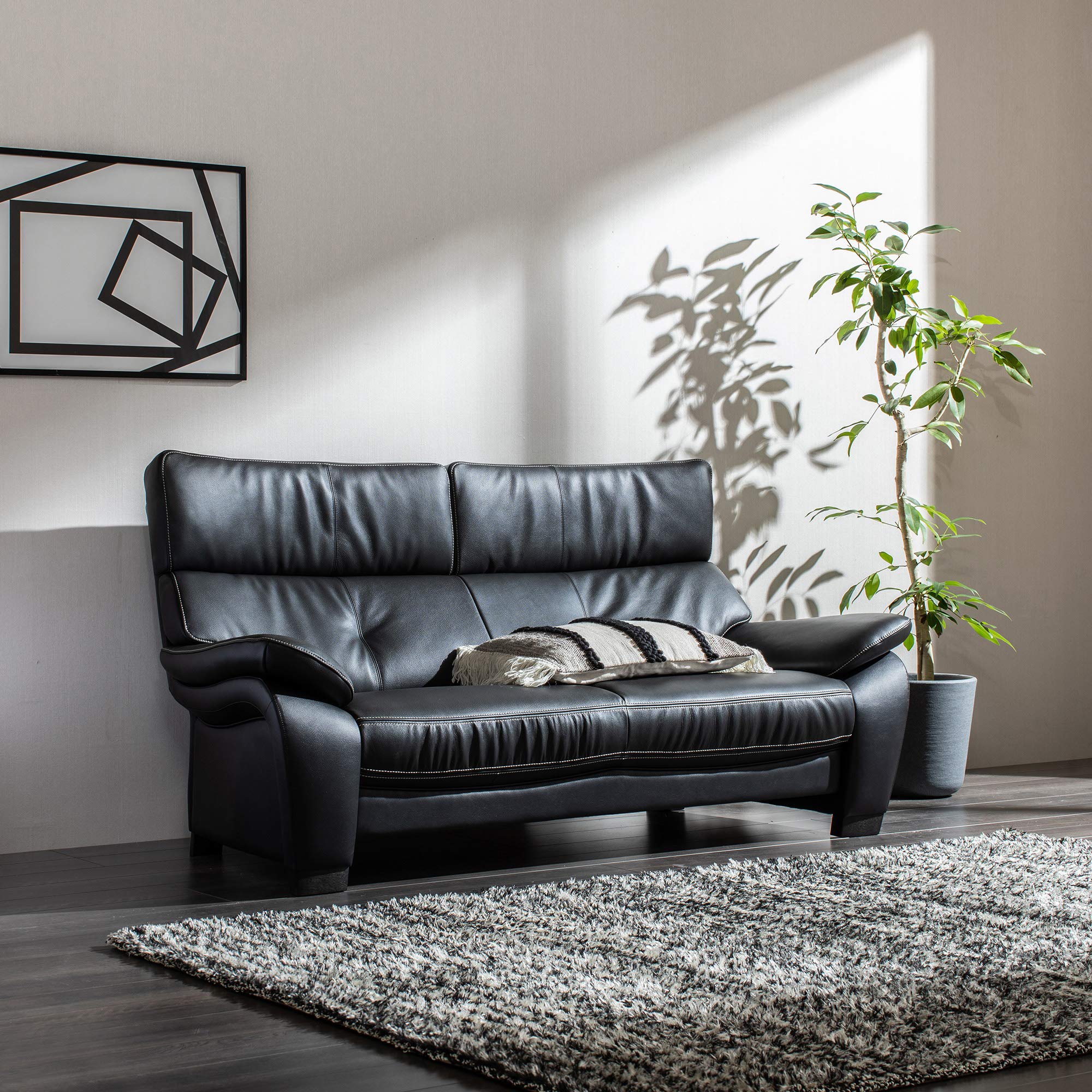 Amazon.co.jp: 【カリモク正規品】本革張ソファー 2人掛ロング  