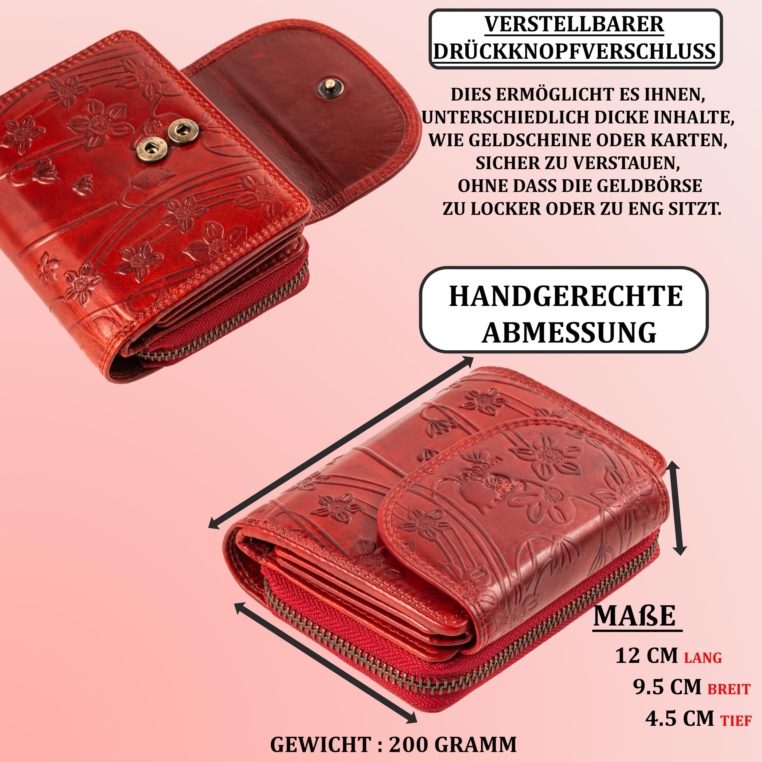 MATADOR SARAGOSSA Portfel damski z blokadą RFID, duży, z pudełkiem na prezent, skórzany, średniej wielkości, wiele przegródek, Klasyczny