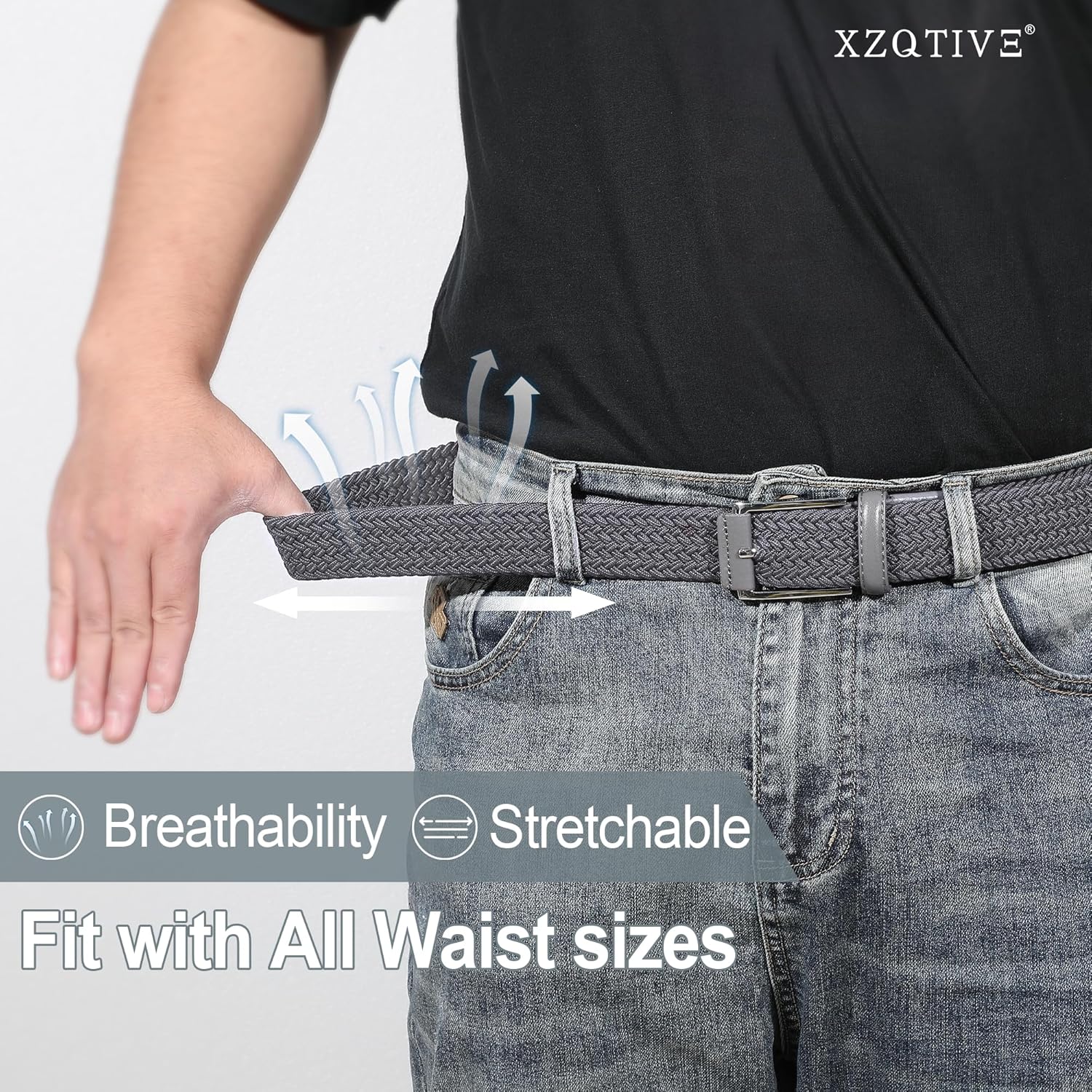 XZQTIVE Braided Stretch Belt Mens Gift Elastic Woven Belt for Golf Casual Pants Shirts Jeans - Image 5
