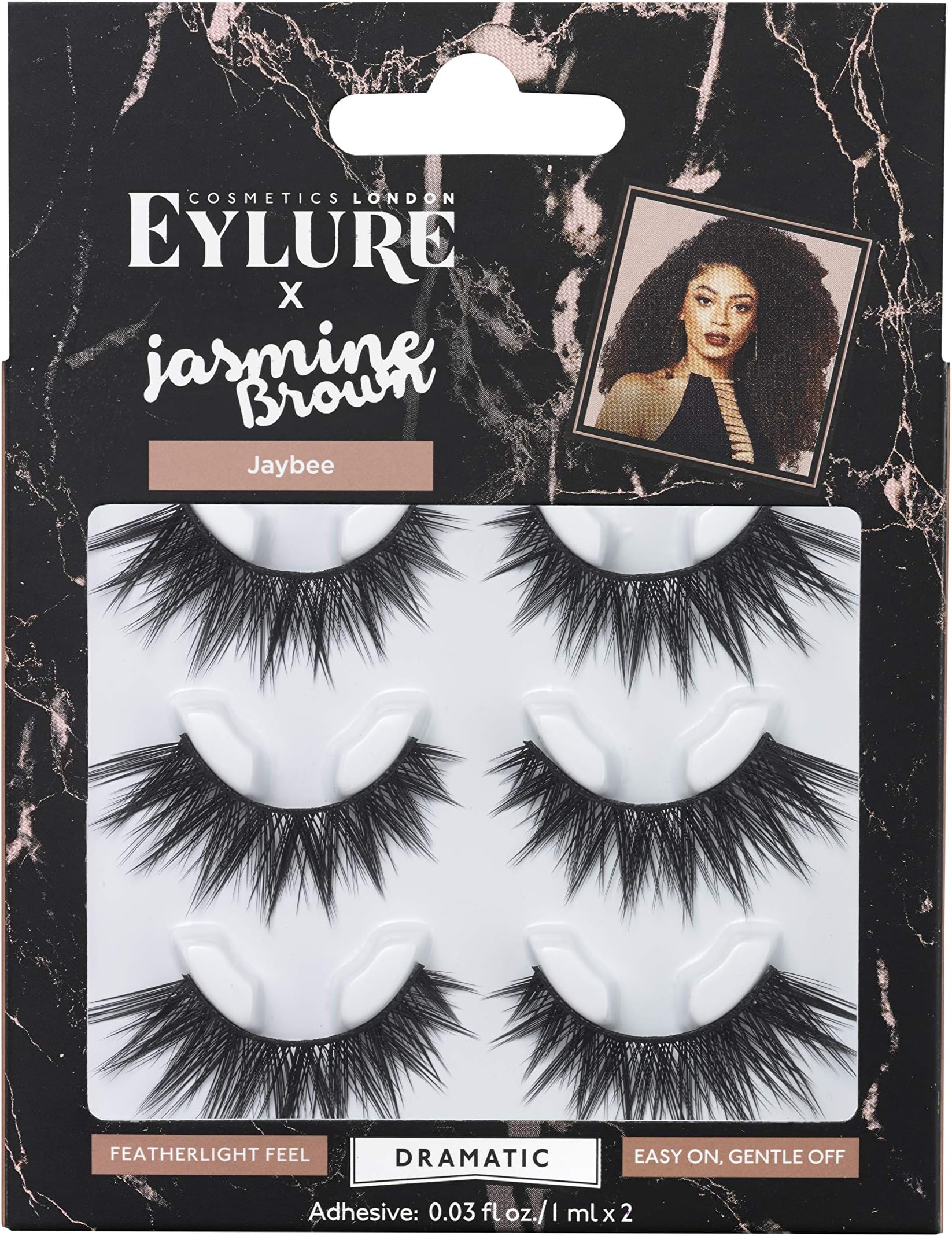 Eylure Jasmine Brown, False Lashes, Curly Queen, Adhesive Included, Reusable, 1 Pair