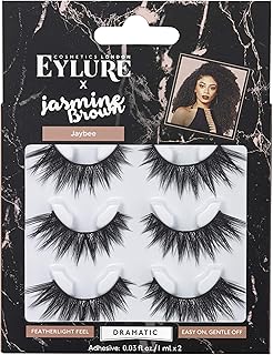 Eylure Jasmine Brown Jaybee, Multi Pack, Reusable, Adhesive Included, 3 Pairs, 0.07 Ounce