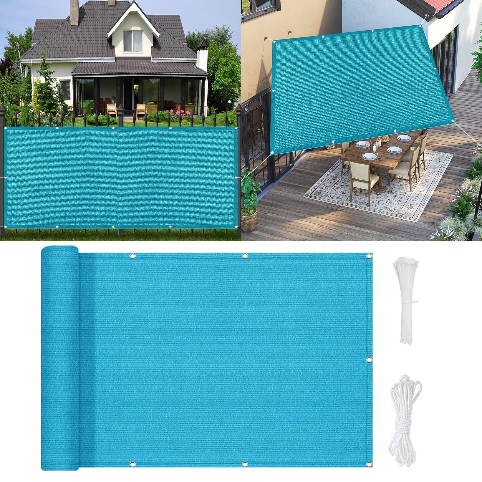 Auvent de jardin HDPE bleu ciel contre la chaleur | Voile d'ombrage 3x4,25m