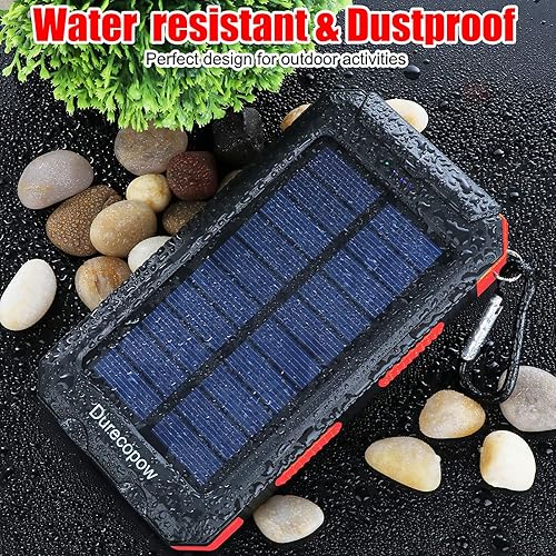 Miniatura 6 de Cargador solar, cargador de batería solar portátil impermeable de 20000 mAh, para exteriores, paquete de batería de reserva externa para campamento,