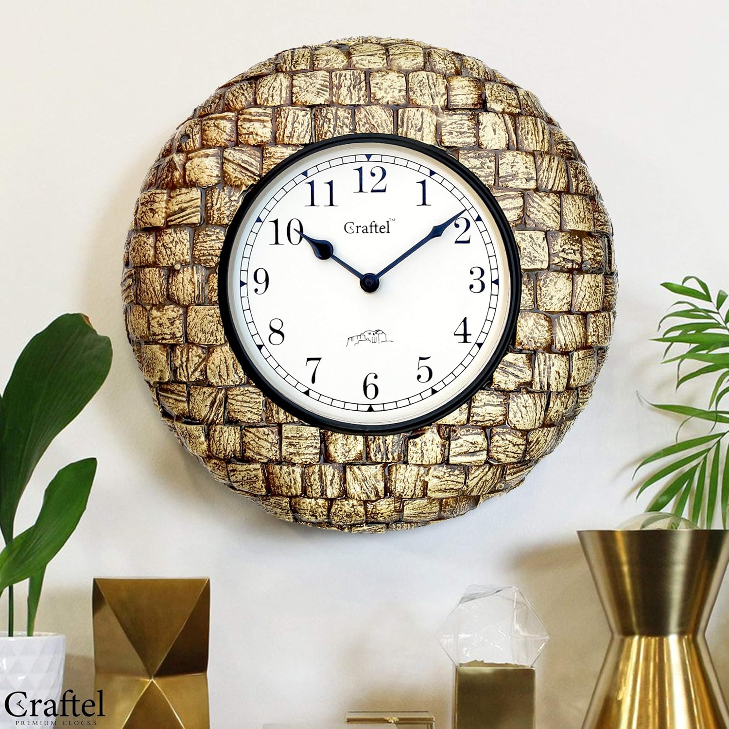 Buy CRAFTEL 12" Antique Brass Fitted Vintage Wall Clock (Antique Gold