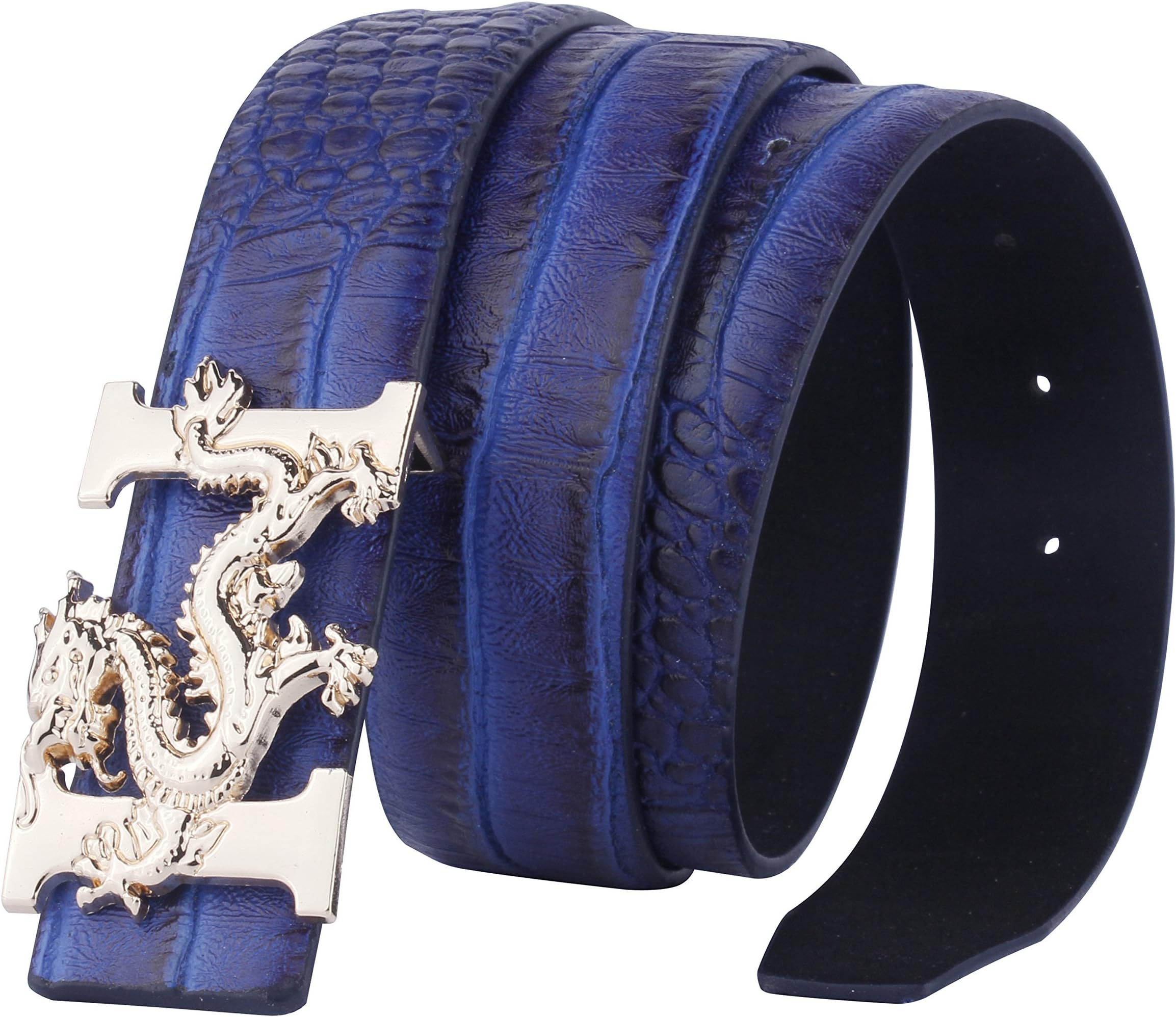 Dragon Buckle Alligator Pattern Leather Mens Belt…