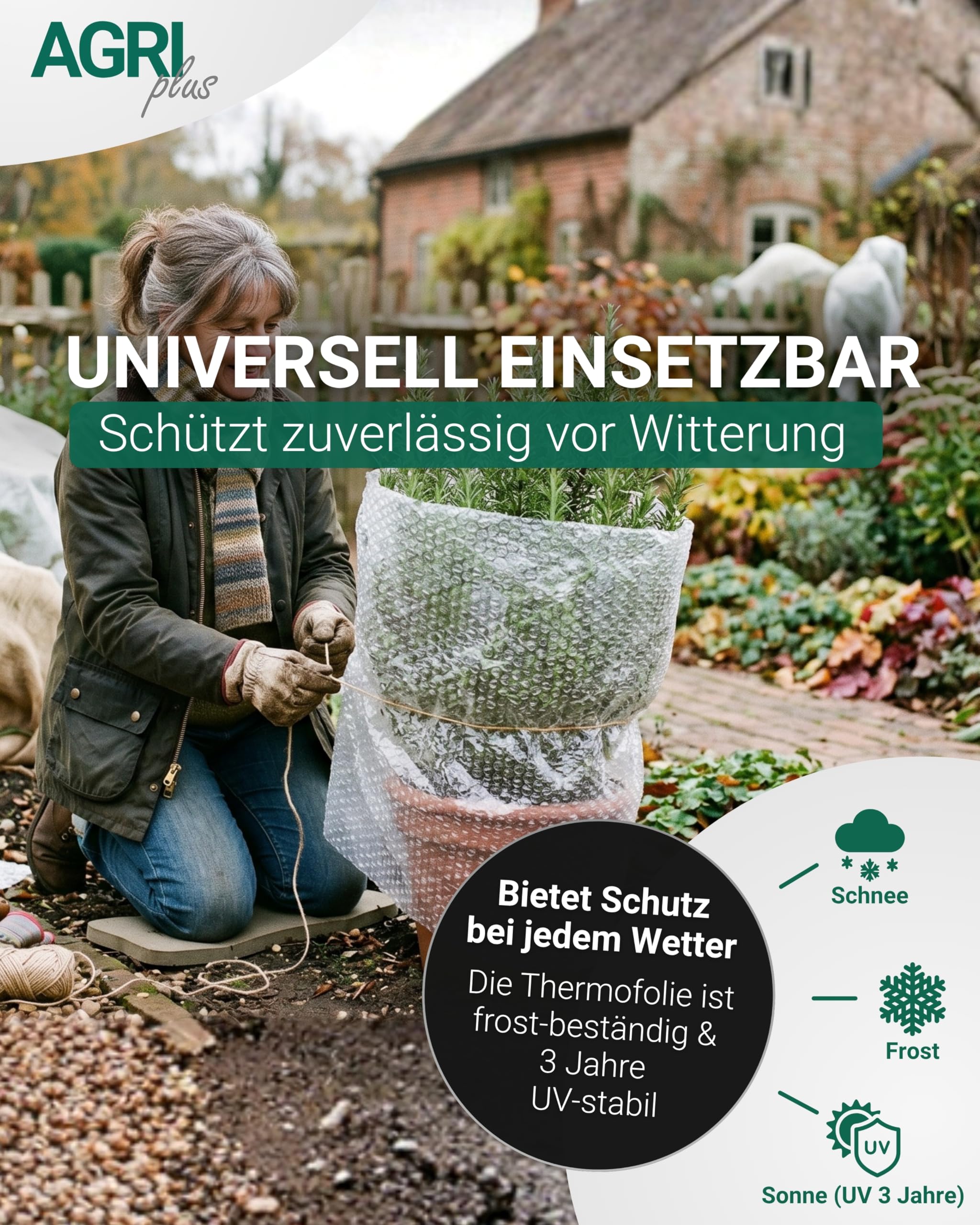 AGRIplus Luftpolsterfolie I 2 x 50 m I Stoßdämpfende, reißfeste & flexible Verpackungsfolie I 30 mm Noppen I 150 my Schutzfolie für Versand, Umzug, Lagerung & empfindliche Gegenstände