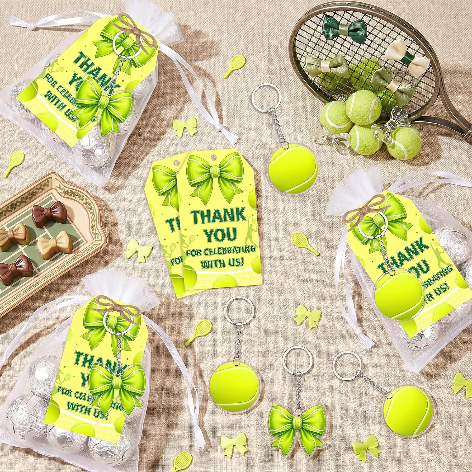 Tennis Bow Birthday Baby Shower Party Favor 72pcs image 3