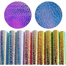 ONEART | 9 Pcs Embossed Animal Texture Vinyl Sheets, 812 Inch Translucent Iridescent PVC Craft Film, Waterproof Colorful Holographic Vinyl Fabric for DIY Crafts Accessories Making Pattern-Honeycomb