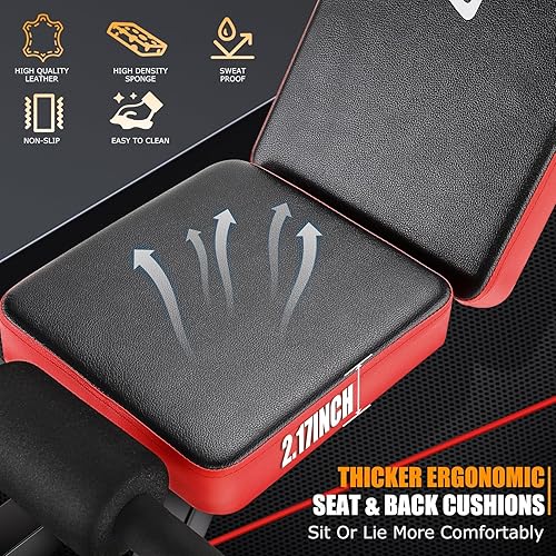 Miniatura 5 de Juego de banco de pesas de 660 libras con estante para sentadillas, juego de prensa de banco 6 en 1 con almohadilla de rizo de predicador, bancos de