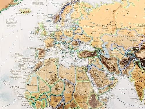 Miniatura 5 de Mapa de viaje del mundo personalizado con alfileres, lienzo estirado de pared grande, póster enrollado o mapa enmarcado, mapas del mundo para pared,