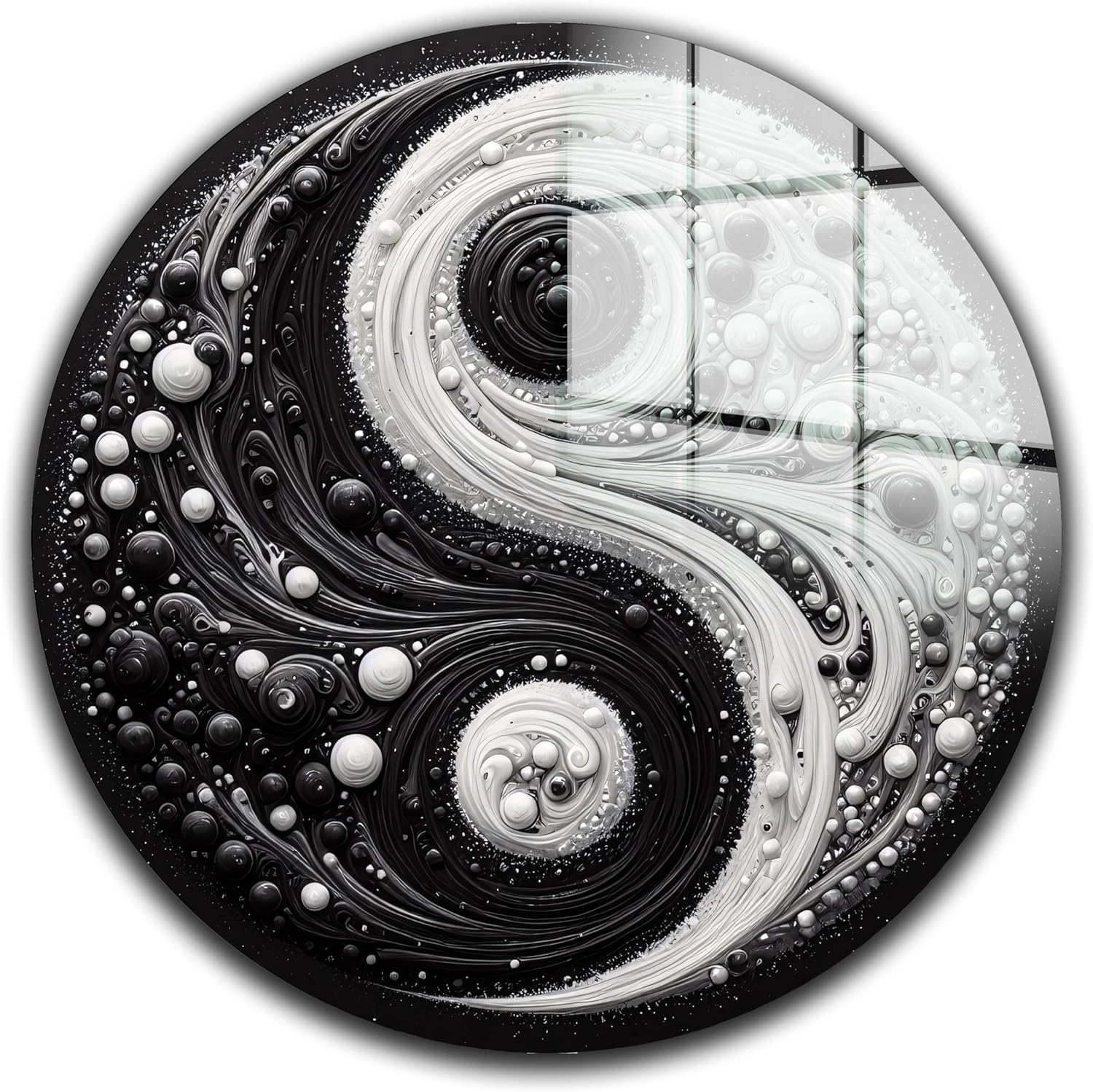 Venodeco Tempered Glass Wall Art,Abstract Wall Painting, Home Decor, Housewarming Gift, Wall Hangings, Round Decor, Stained Glass Art