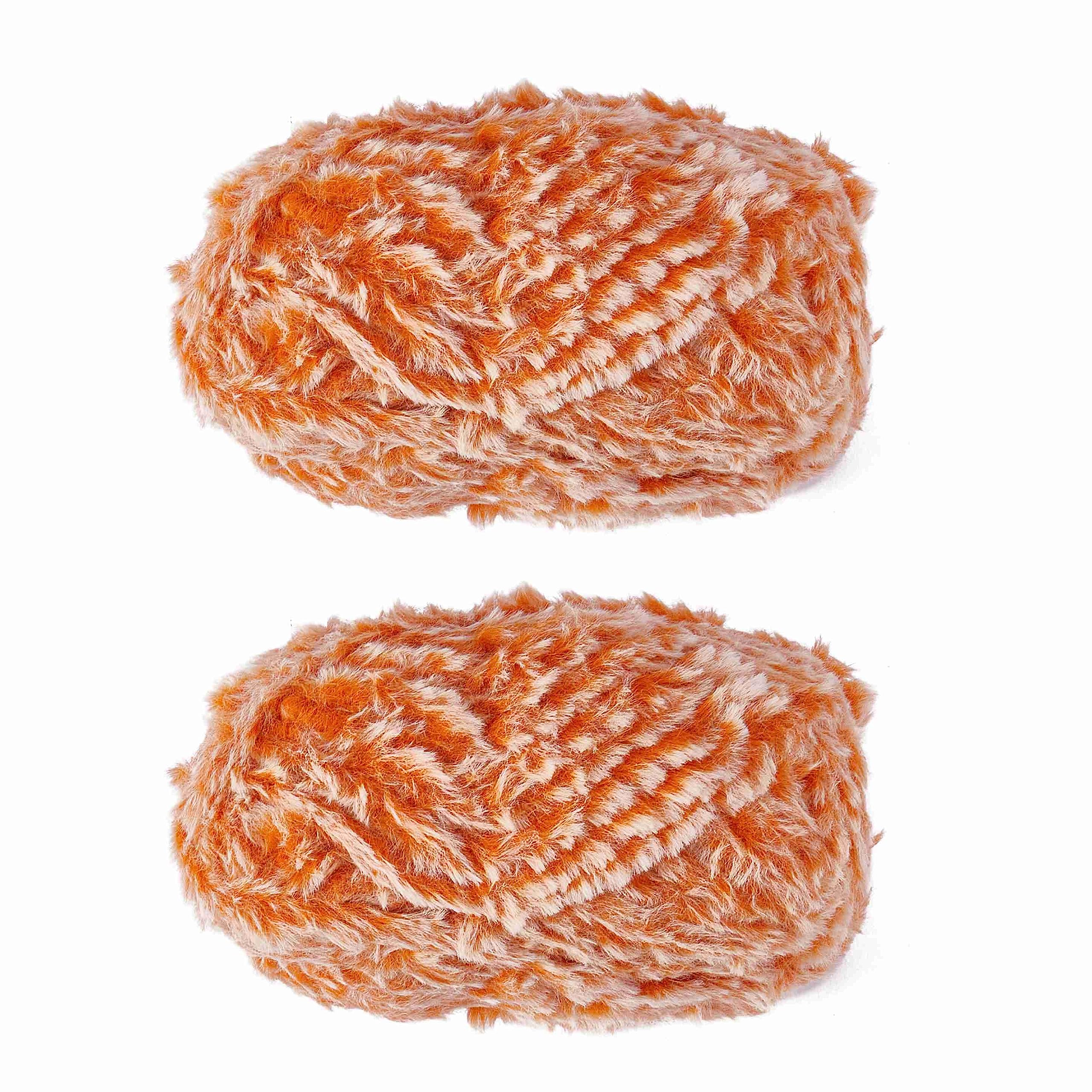BEEFLYING 2 Roll Super Soft Fur Chunky Fluffy Faux Fur Yarn for Crochet Knit Blanket Rug Clothes - 2×30m(2×32.8yds,51g×2)-Dark Orange