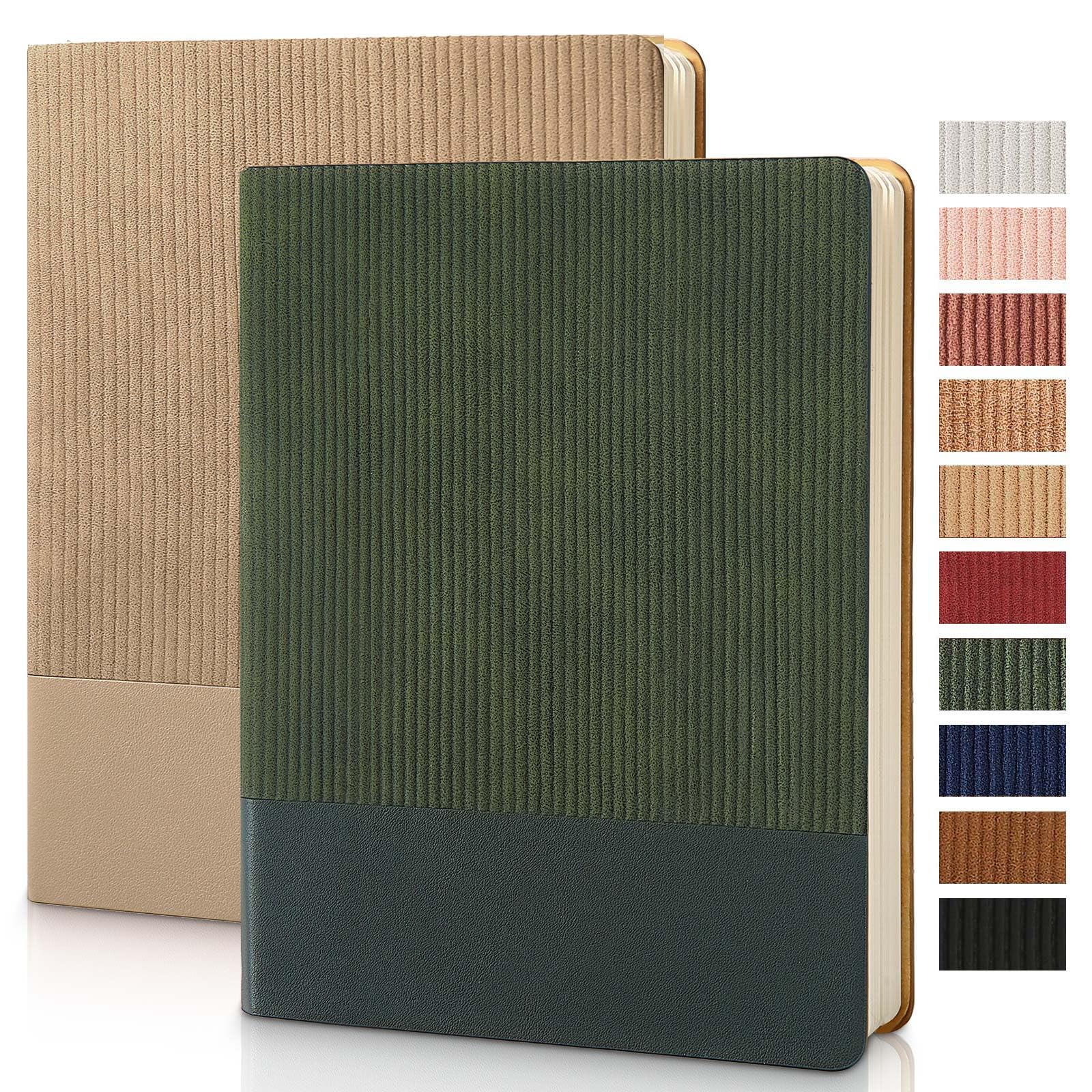 Dziennik w lined Journal do pracy w college'u, 160 stron, do pisania w domu, szkolnych, biznesowych, khaki/ciemnozielonych