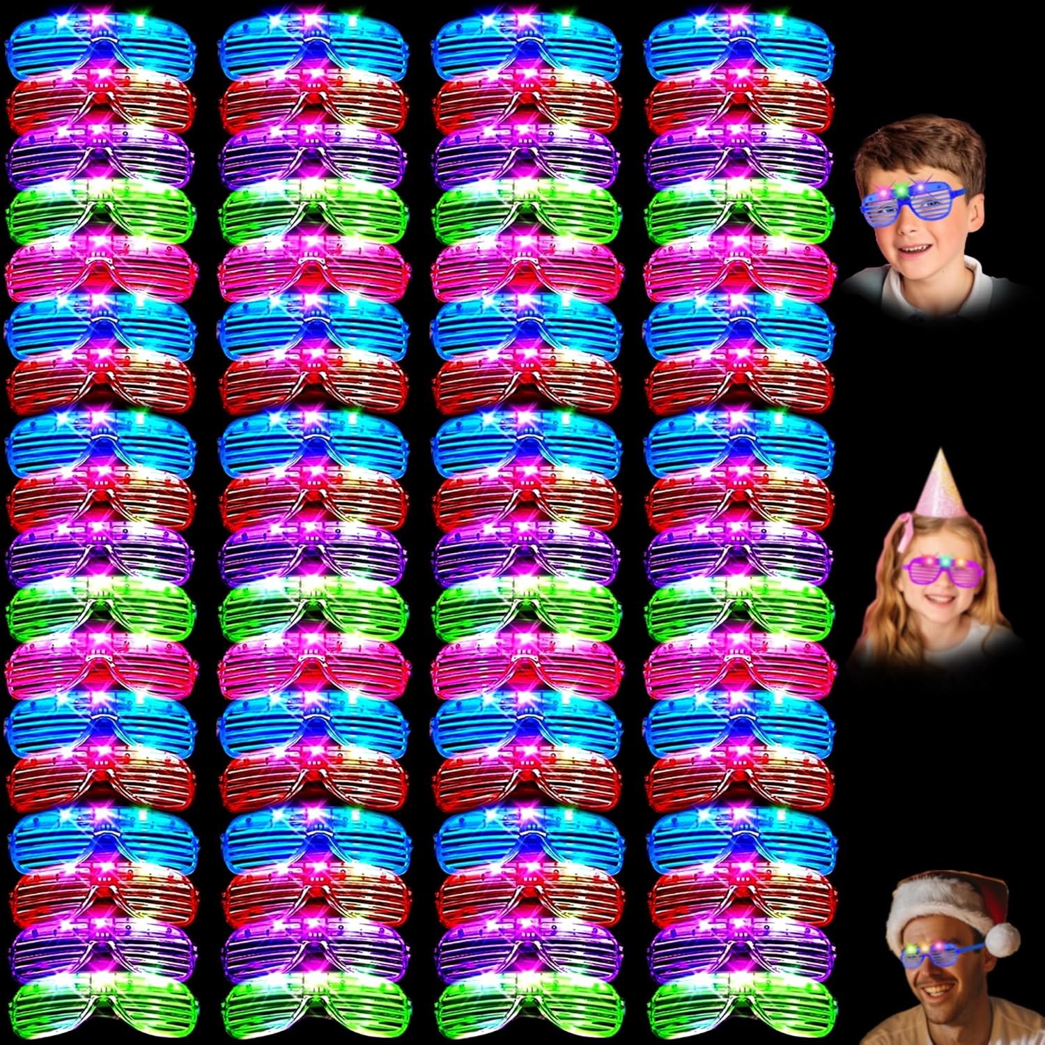 80 Pack Led Glasses,Light Up Glasses,Glow Glasses Glow In The Dark Party Supplies Suitable For Kids/Adults, Rave neon Flashing Party For Birthday Mardi Gras New Year's Eve Decoration