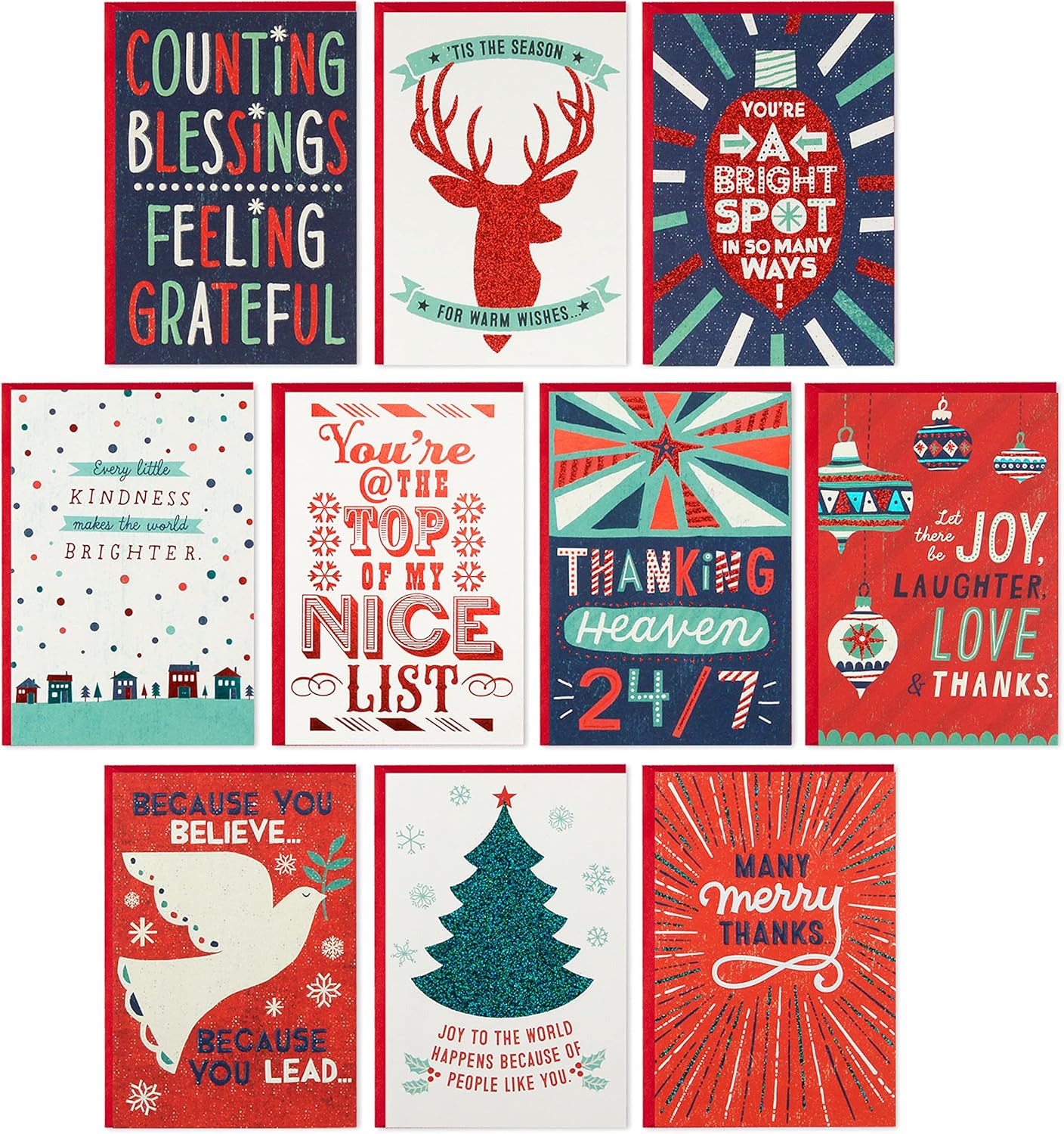 Buy Hallmark Christmas Thank You Cards Assortment, 10 Cards and