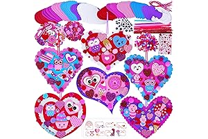 Valentine's Day Heart Craft Kit: DIY Ornaments, Assorted Stickers, Googly Eyes for Kids