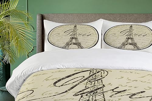 Miniatura 112 de Ambesonne Juego de funda de edredón de brújula, ilustración de mapa del mundo, marinero marítimo, equipo de vida monocromático, juego de ropa