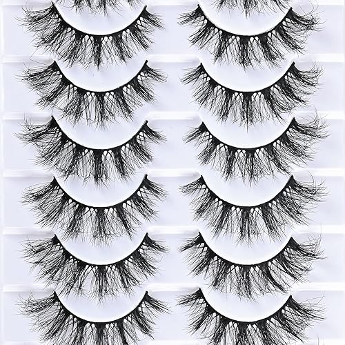 Miniatura 7 de FARRED Pestañas postizas de ojo de gato, pestañas postizas naturales onduladas en tiras, pestañas de visón esponjosas, pestañas postizas de aspecto